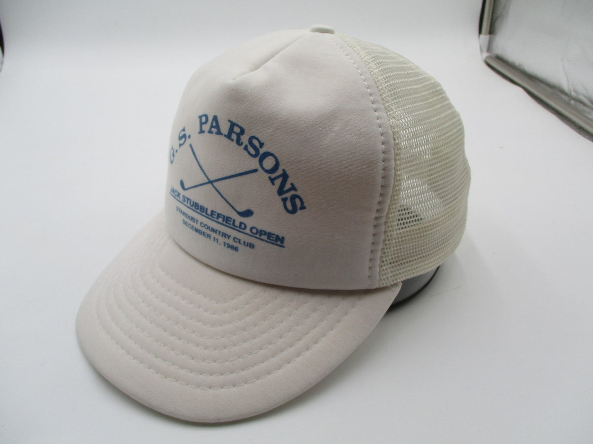 Vintage G.S. Parsons Hat Cap Snap Back Mens One Size White Golf Otto Trucker3