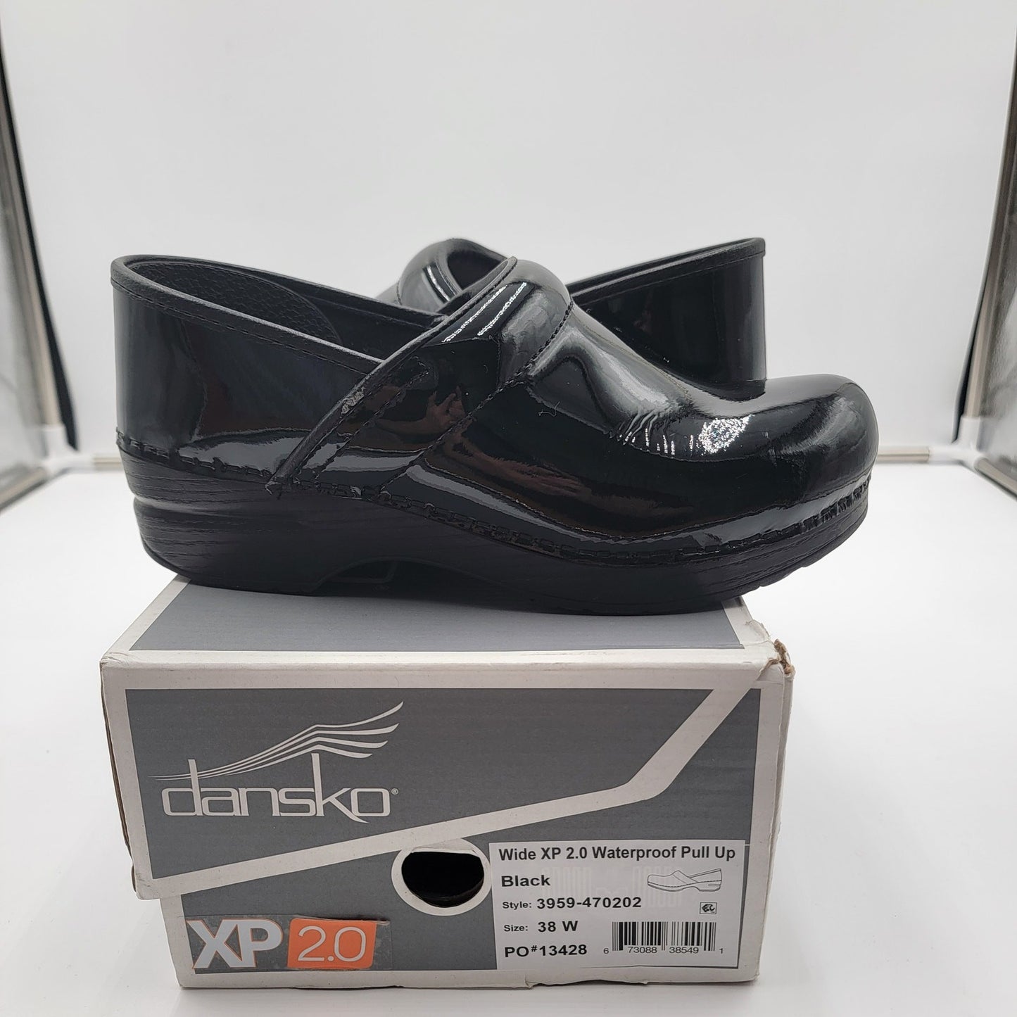 Dansko Wide XP 2.0 Waterproof Pull Up Clog Patent Leather Black 7.50