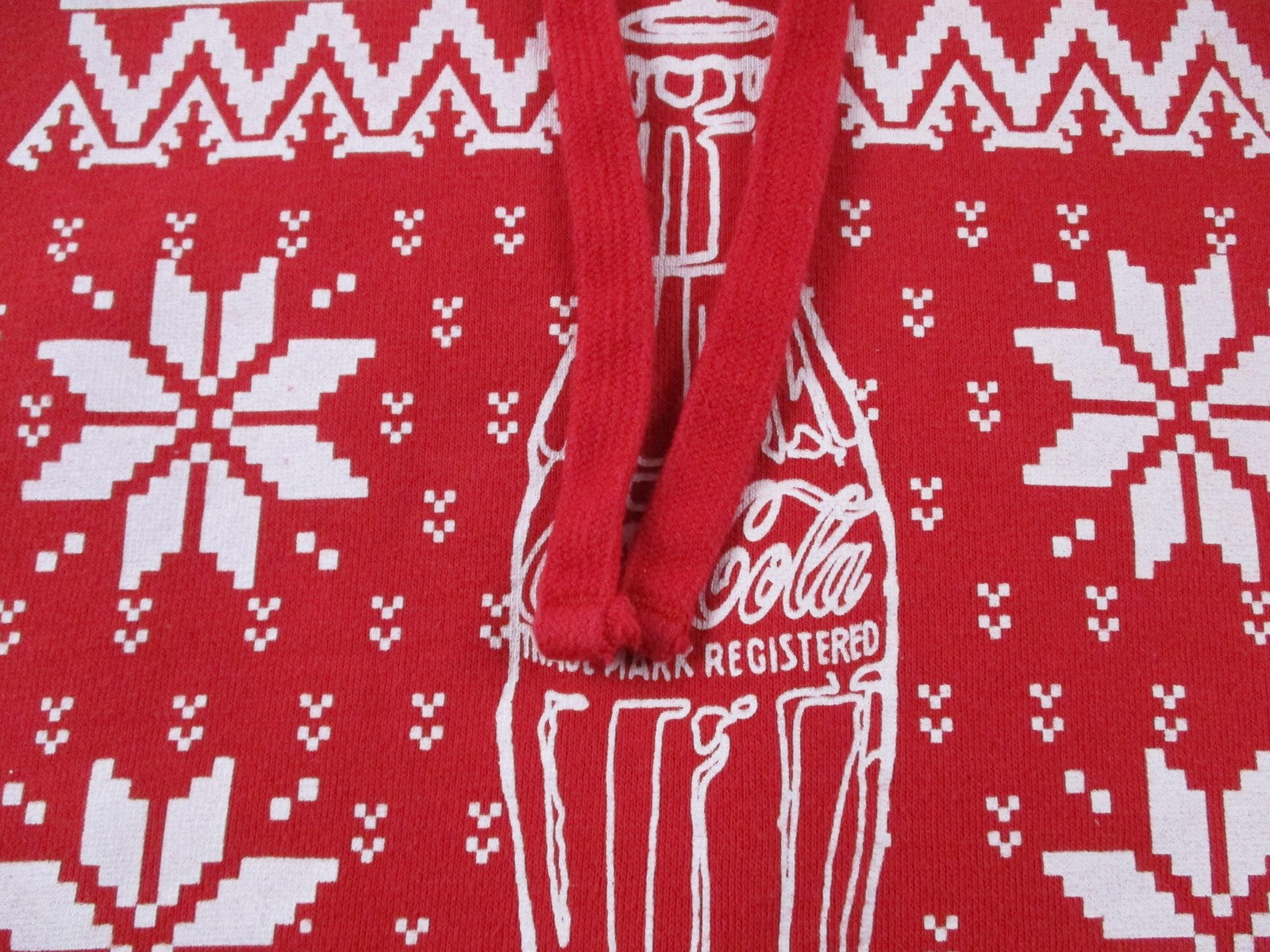 CocaCola Hoodie Mens Large Red Pullover Fleece Sweatshirt Ugly Christmas 16635