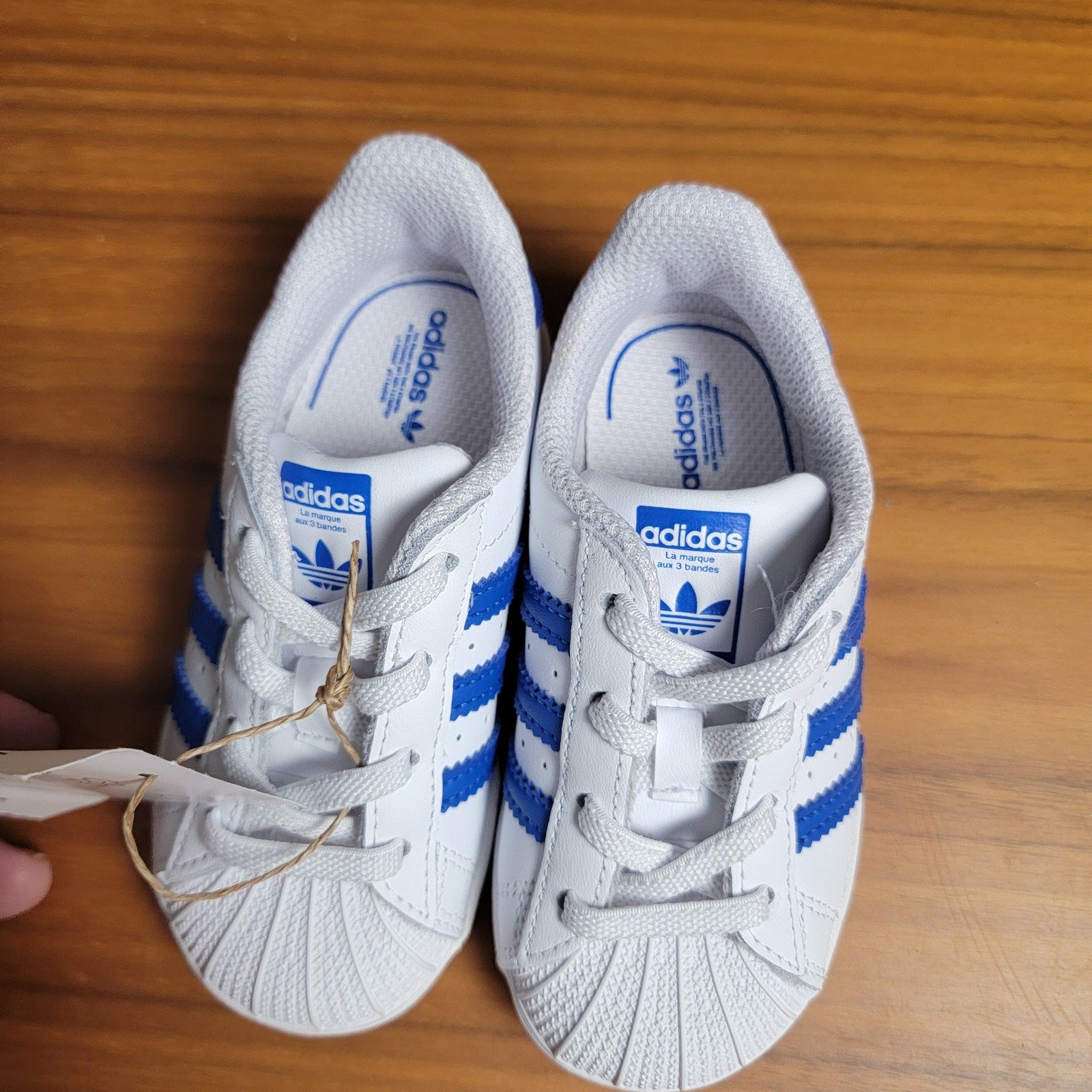 adidas Infant Superstar EL I Sneaker, White Royal Blue Sz 6.5K 9