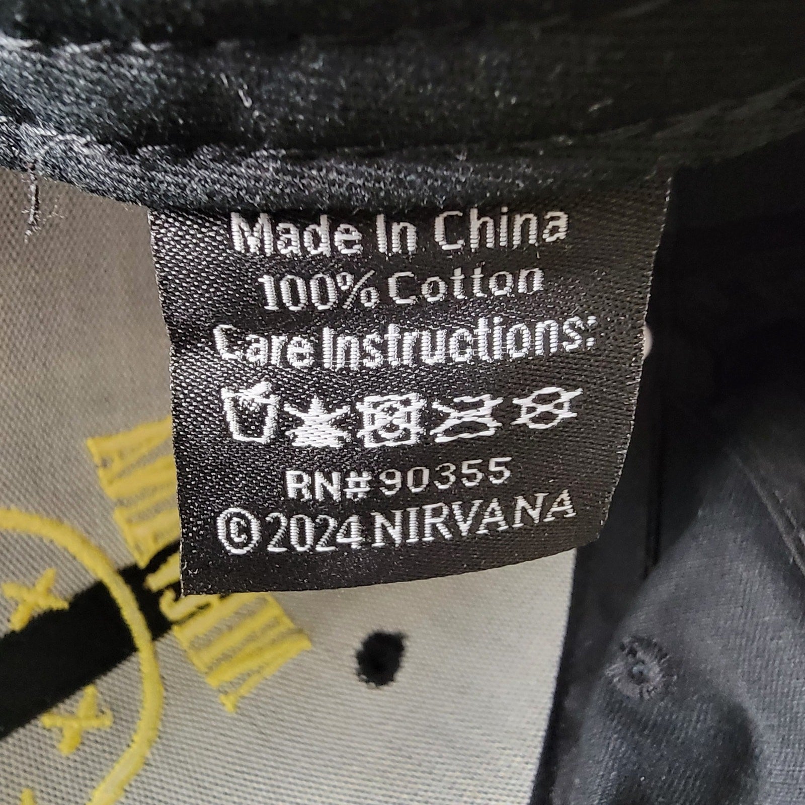 Nirvana Cap Black w Yellow Smiley Face Logo OSFA2