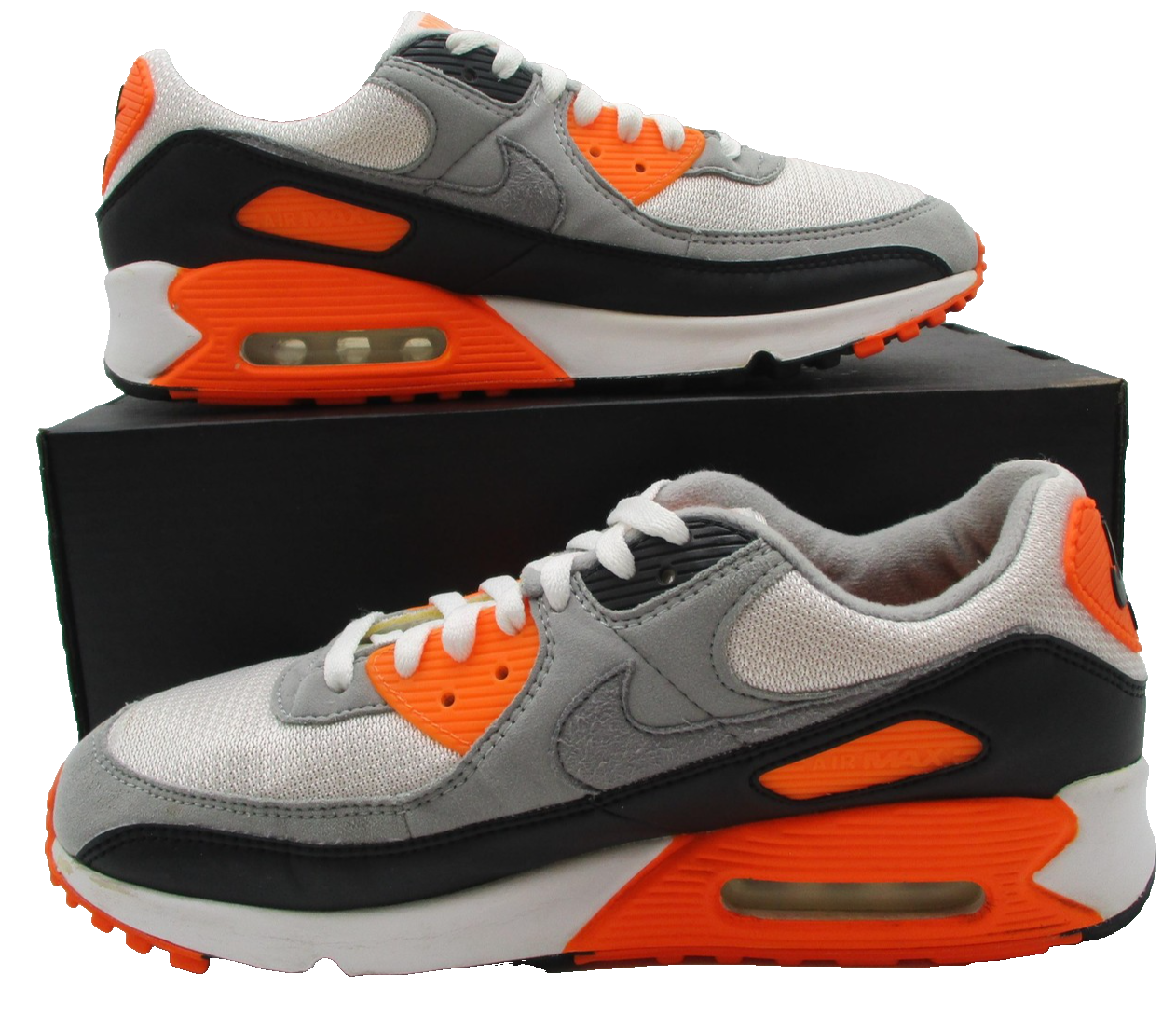 Nike Air Max 90 Mens Size 10.5 White Grey Orange Retro Sneakers CW5458-101 (1T6)1