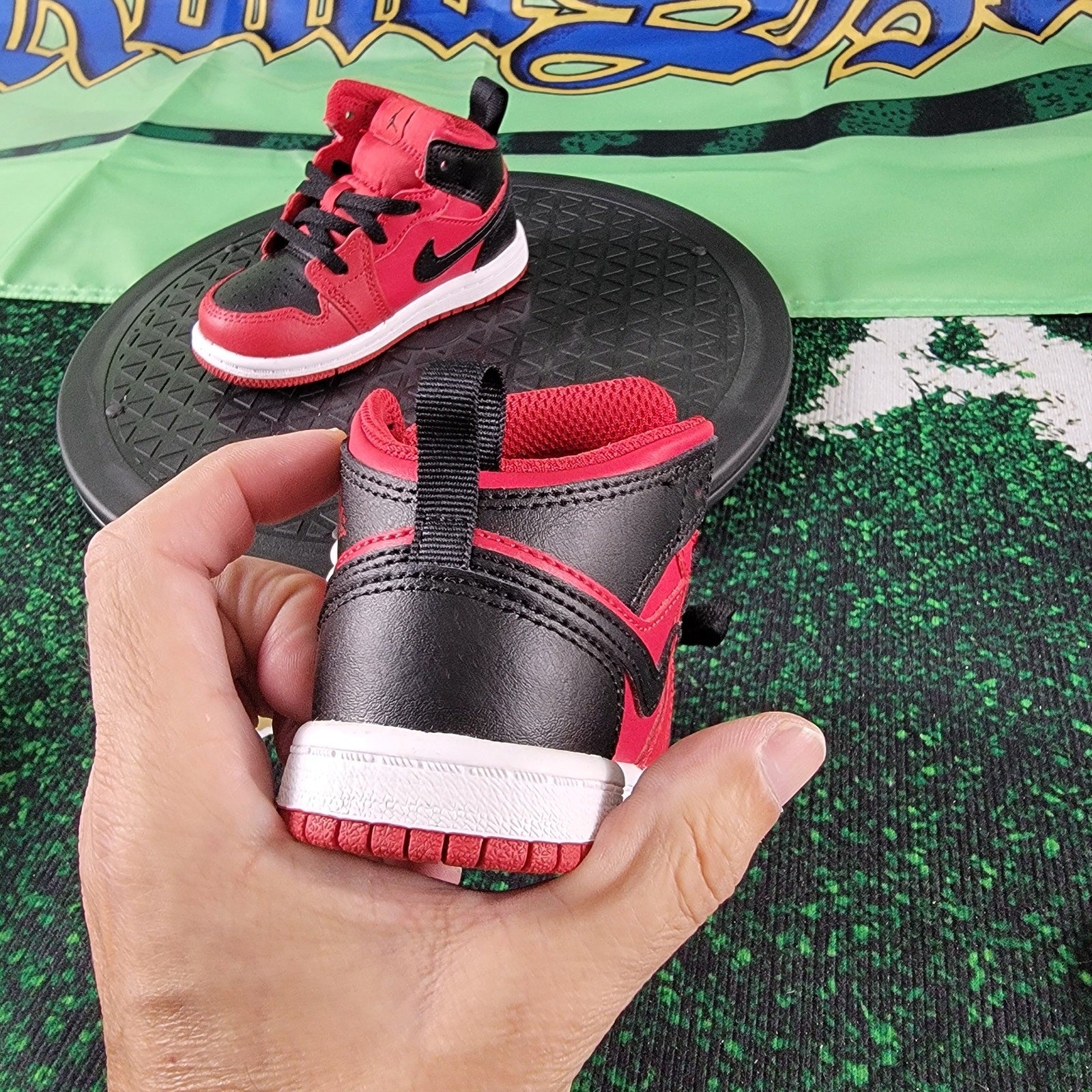 Toddler's Jordan 1 Mid "Reverse Bred" Gym Red/Black-White (640735 660) Sz 6c4