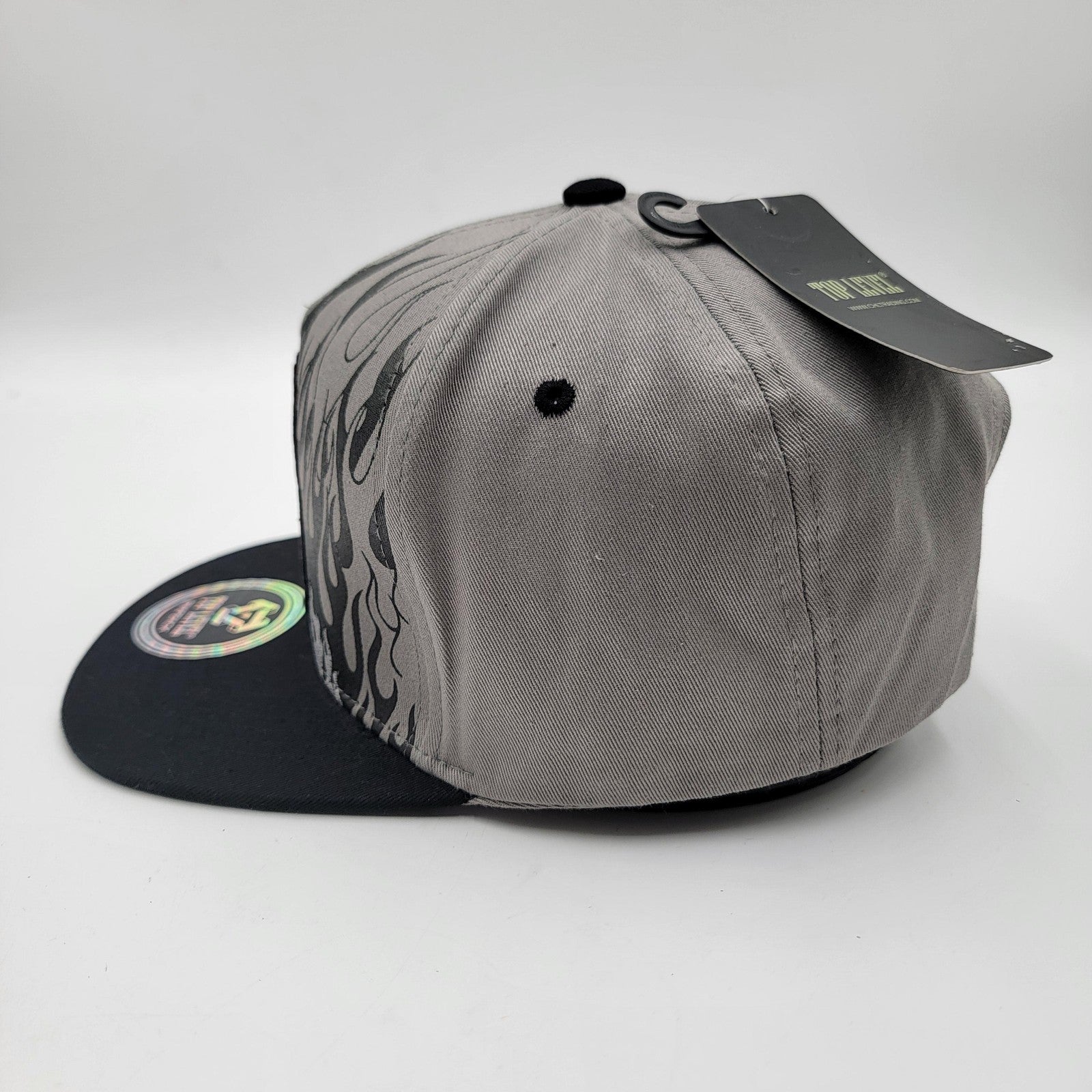 Top Level Benjamin Franklin Hat Cap Snap Back Gray Black Flame Graphic Mens1