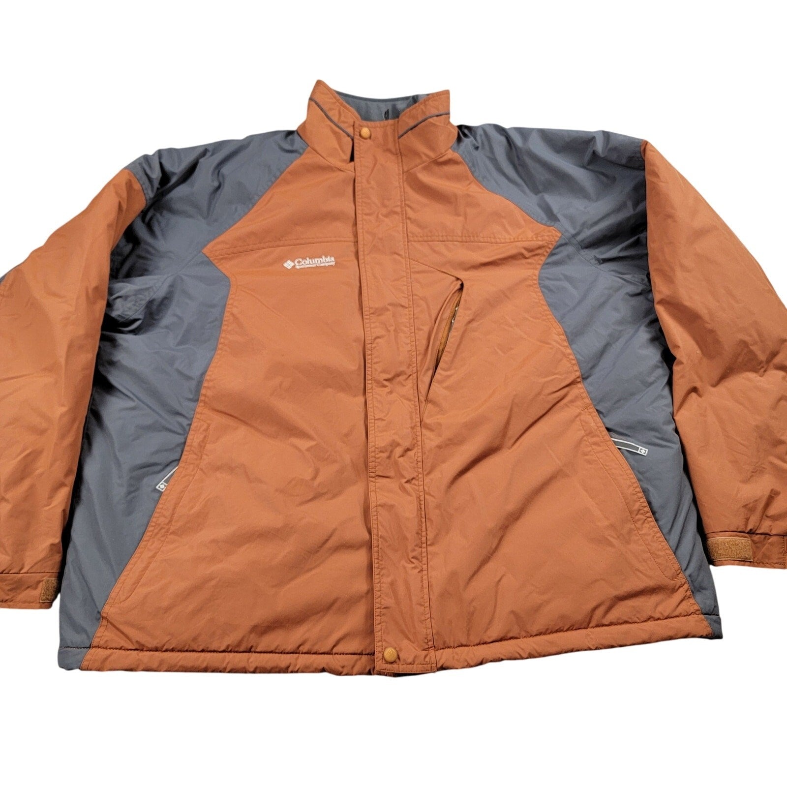 Columbia Men’s XXL Brown Gray Winter Ski Jacket Full Zip Nylon Insulated Coat0