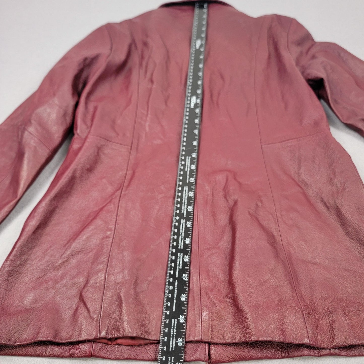 Tribeca Studio Leather Blazer Jacket Womens Medium Burgundy Button Front Lined8