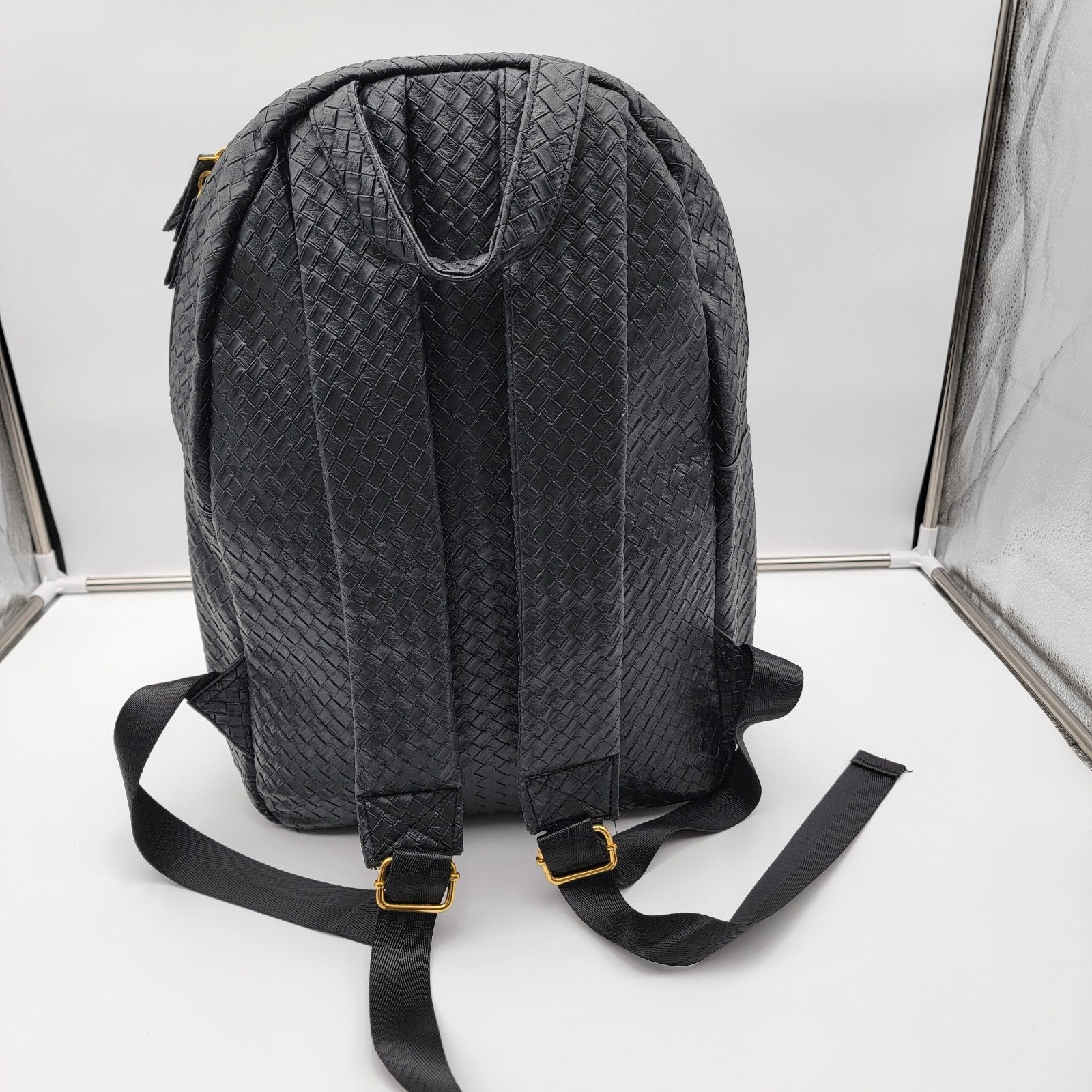 Capital Gains Black Woven Backpack + Strapback Hat Bundle NWT Gold Logo6