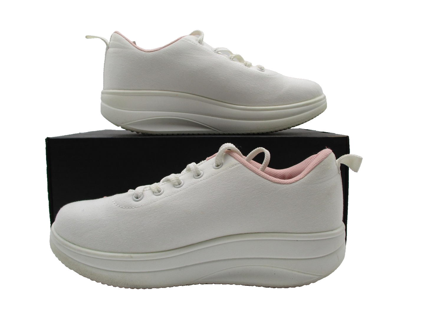 Ruideng Shoes Womens Size 9.5 White Pastel Canvas Star Platform Sneakers (1G8)1