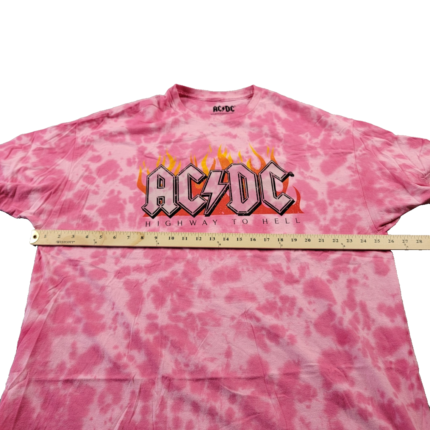 AC/DC Highway to Hell Pink Tie Dye T Sz XL