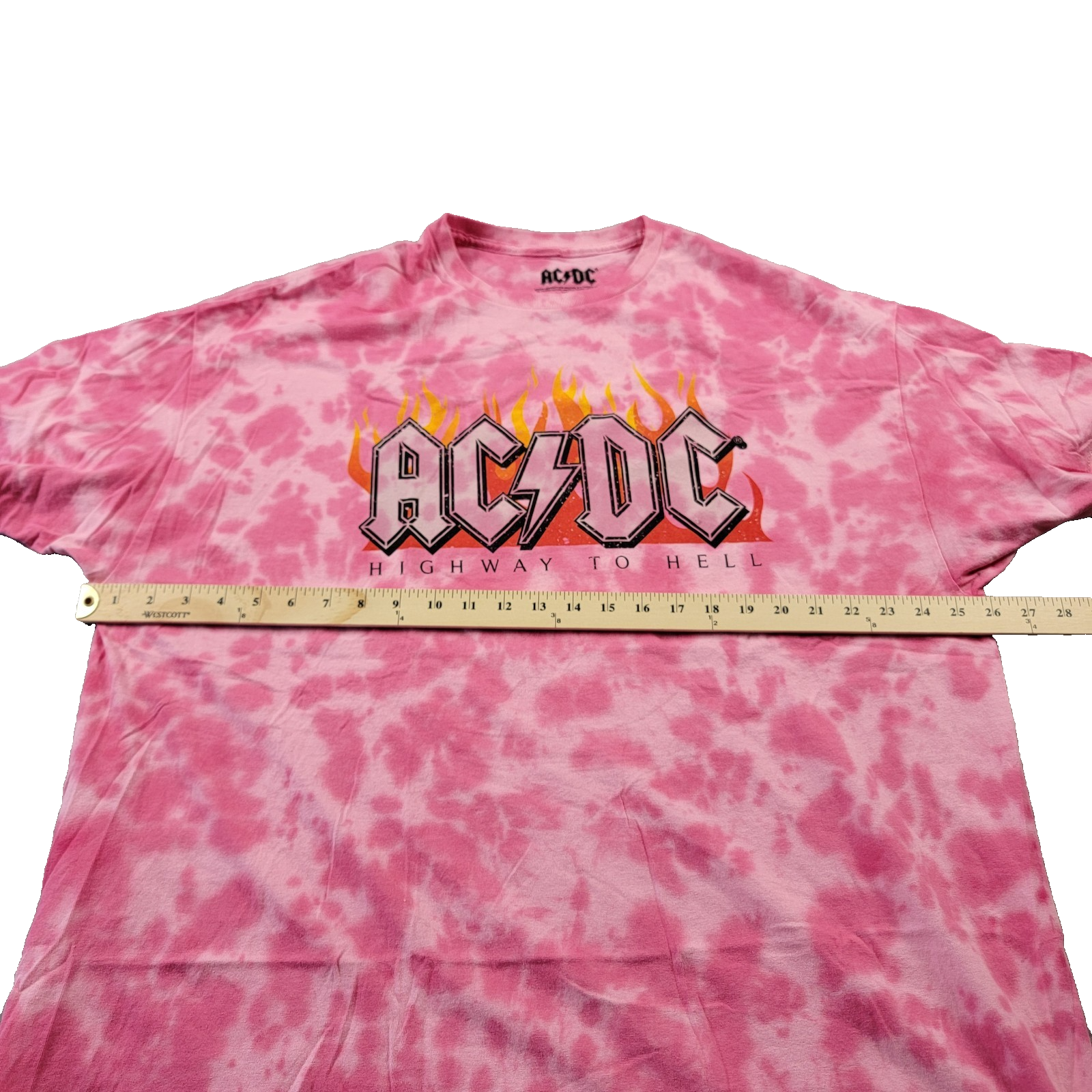 AC/DC Highway to Hell Pink Tie Dye T Sz XL