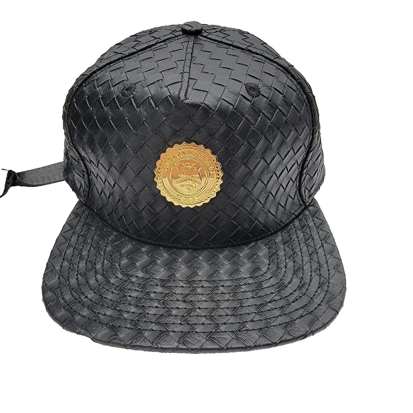 Capital Gains Black Woven Backpack + Strapback Hat Bundle NWT Gold Logo2
