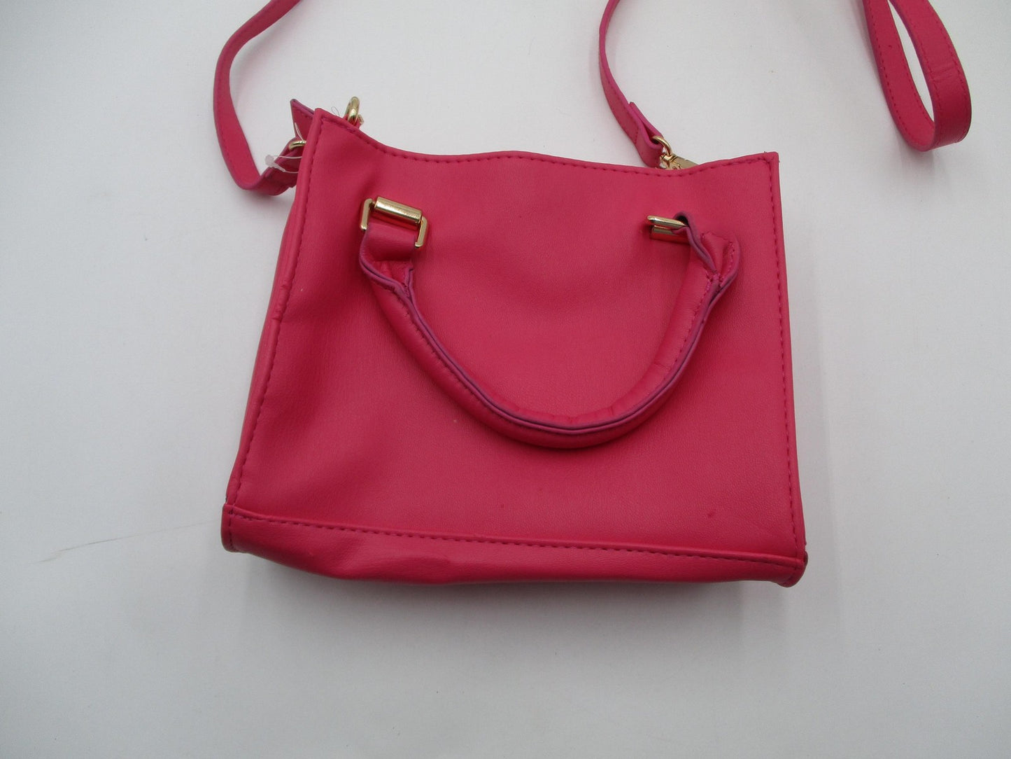 Bebe Satchel Bag Womens Mini Hot Pink Quilted Faux Leather Crossbody Purse Gold0