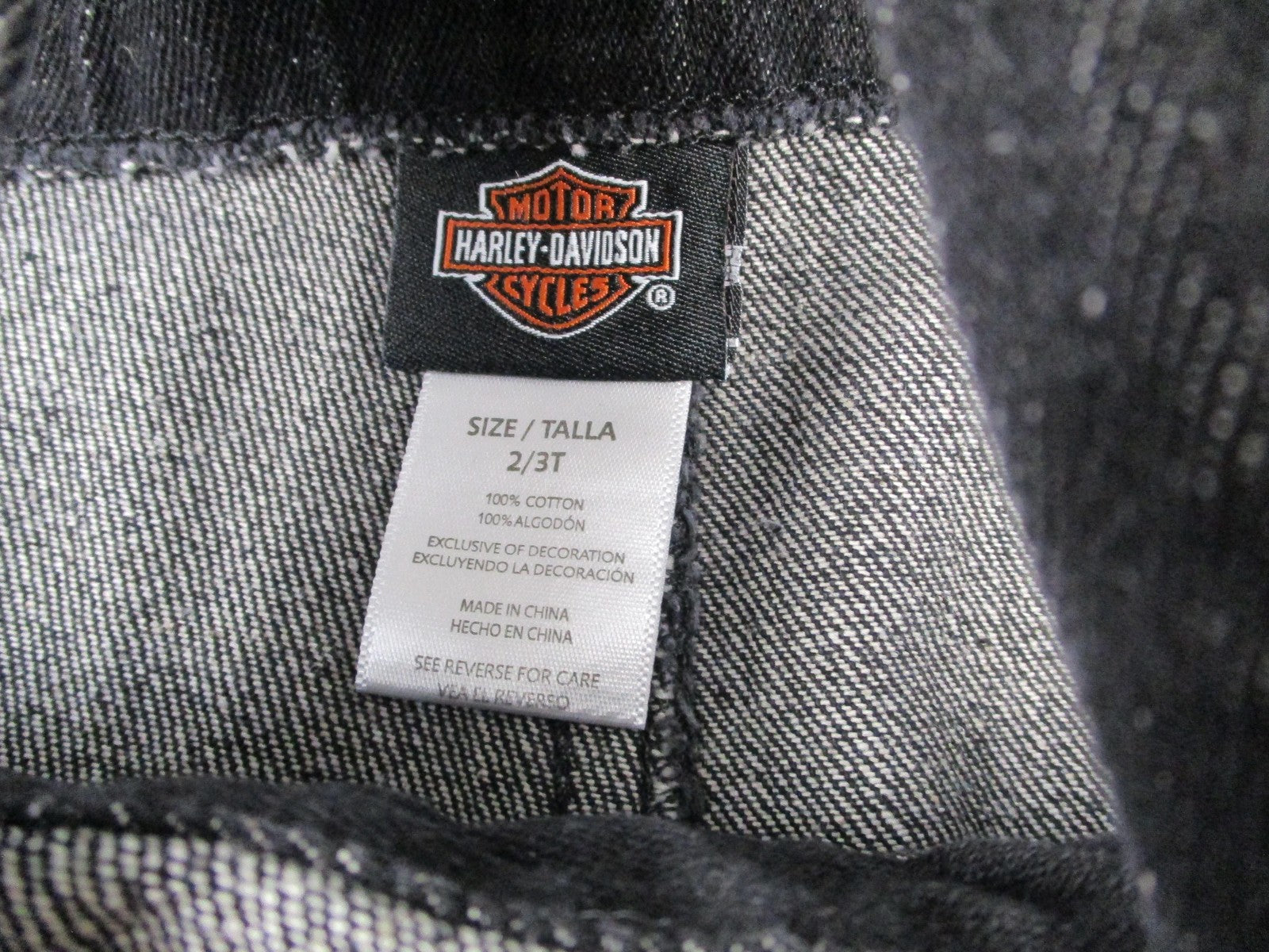 HarleyDavidson Jeans Overalls Toddler Kids 2/3T Black Denim Tapered Bib