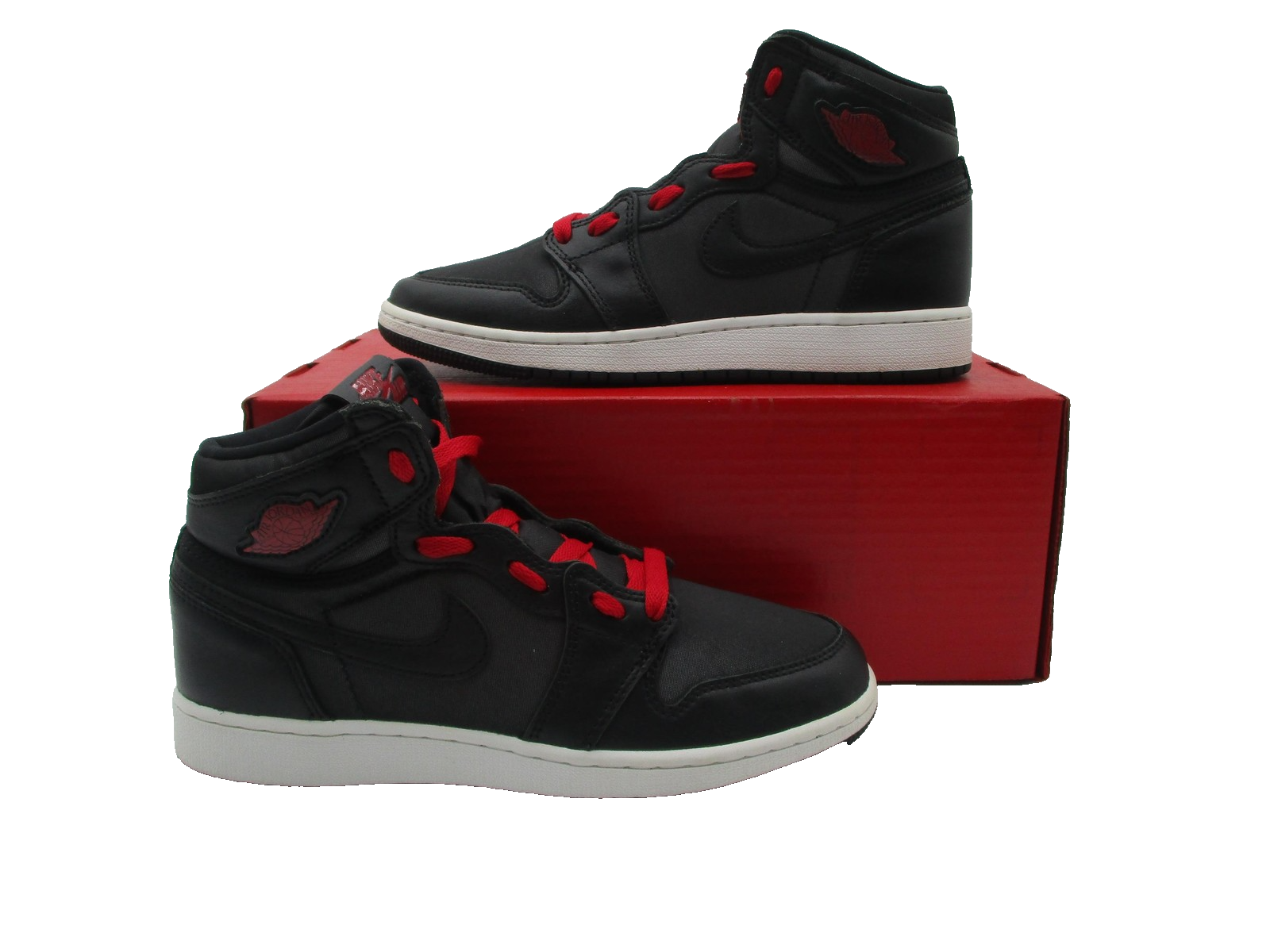 Nike Air Jordan 1 Mid Shoes Youth Size 6.5Y Black Red Basketball 575441060 1K80