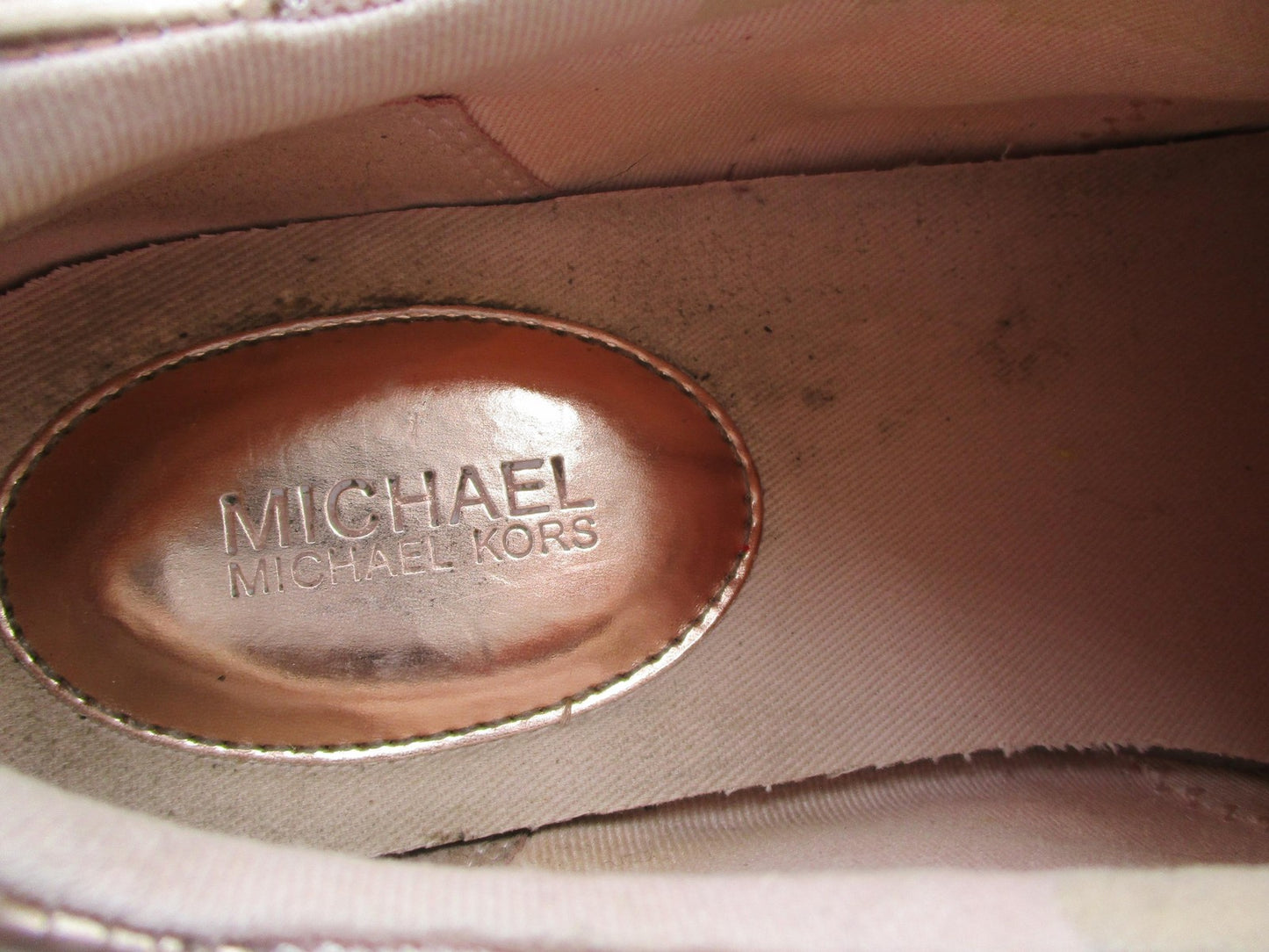 Michael Kors Shoes Womens Size 7.5 Pink Rose Gold Colorblock Sneakers AN21A 1P914