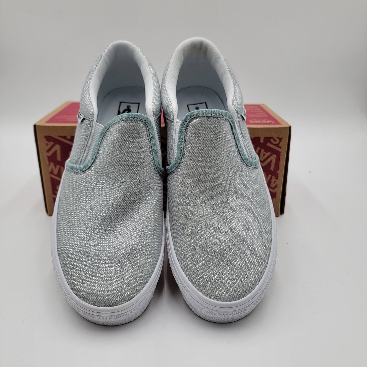 NEW Vans Asher Glimmer Gray Mist Slip-on Girl's Youth Size 4 VN000C4HM8I NIB2