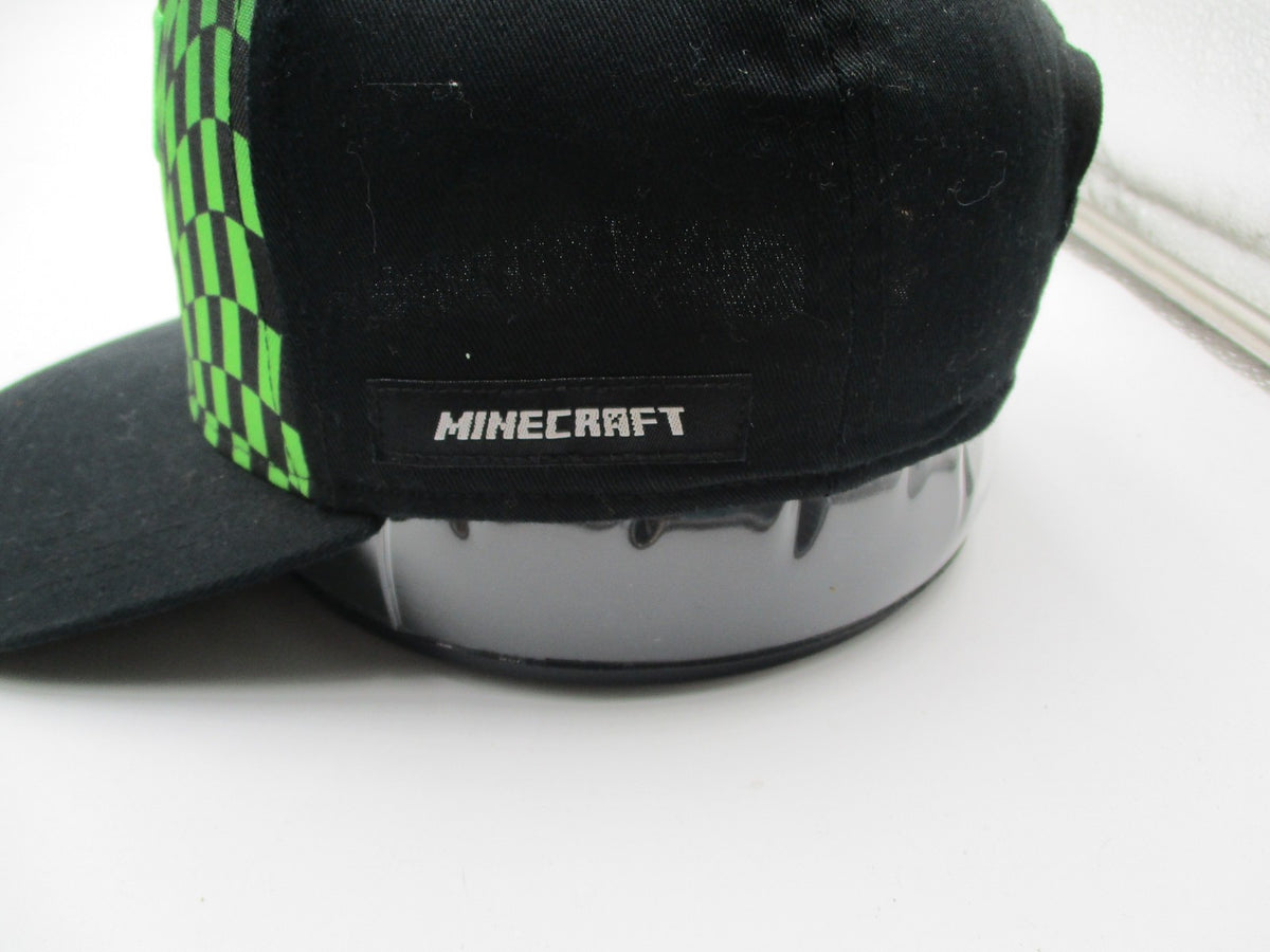Minecraft Creeper Hat Cap Snap Back Boys One Size Black Green Checkered Graphic5