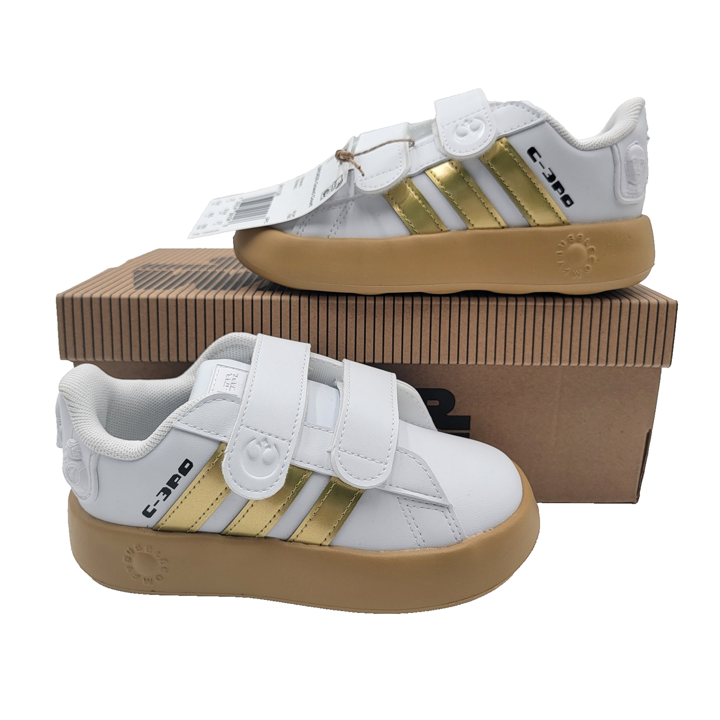 adidas Star Wars Grand Court 2.0 I C3PO Toddler Shoes IH1138 10K US White/Gold0