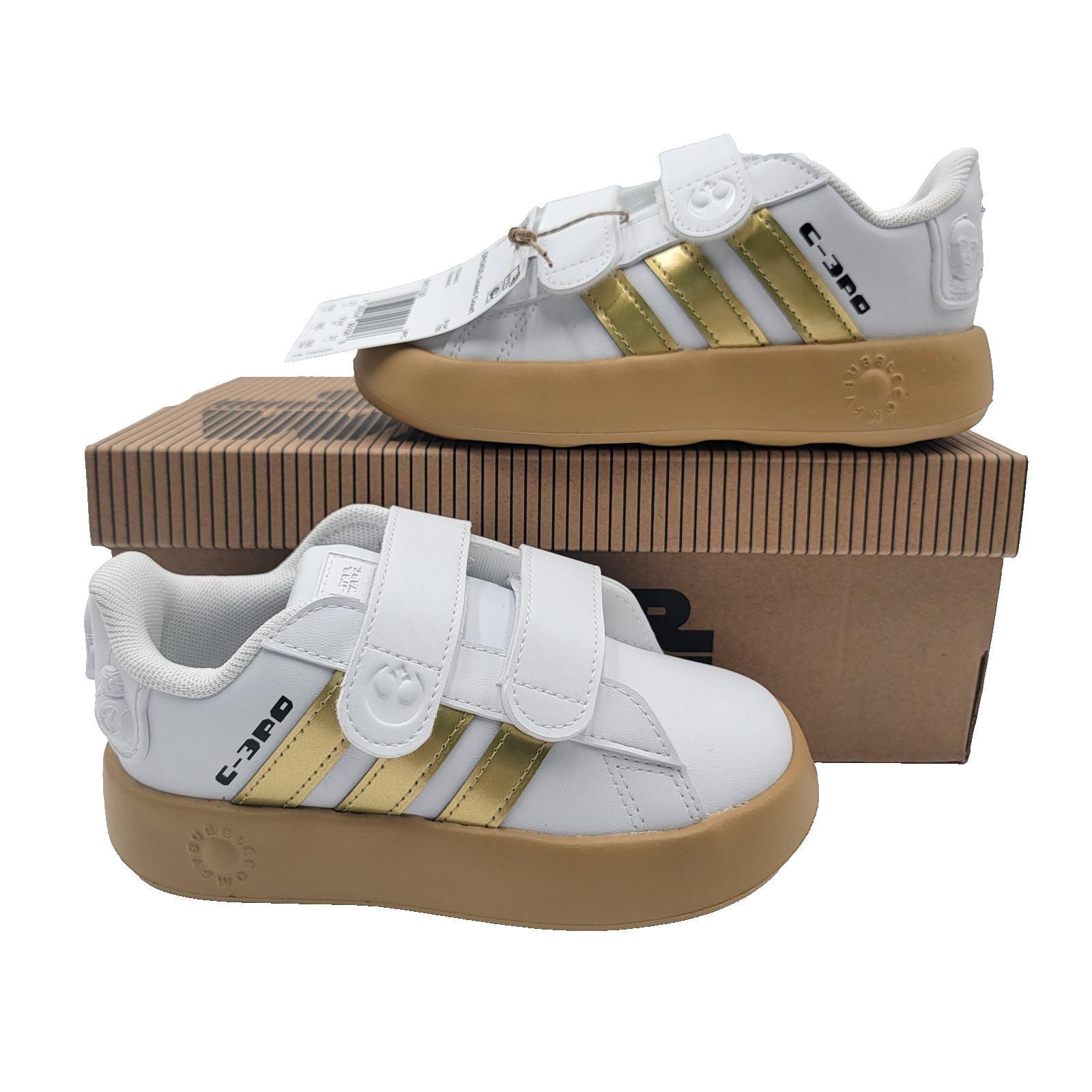 adidas Star Wars Grand Court 2.0 I C3PO Toddler Shoes IH1138 10K US White/Gold0