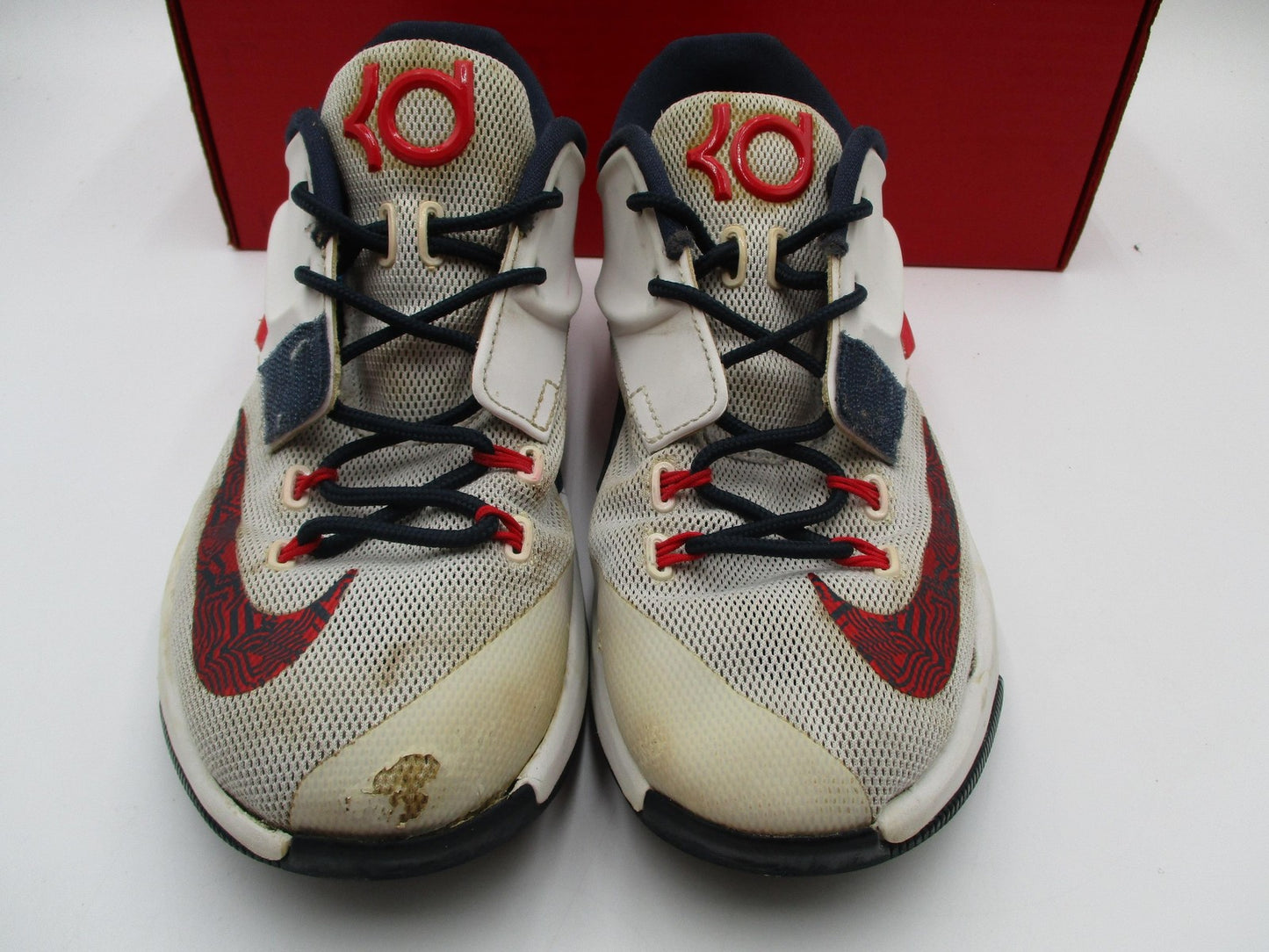 Nike KD7 Youth Size 6Y White Red Navy USA Basketball Sneakers 669942100 (1D8)4