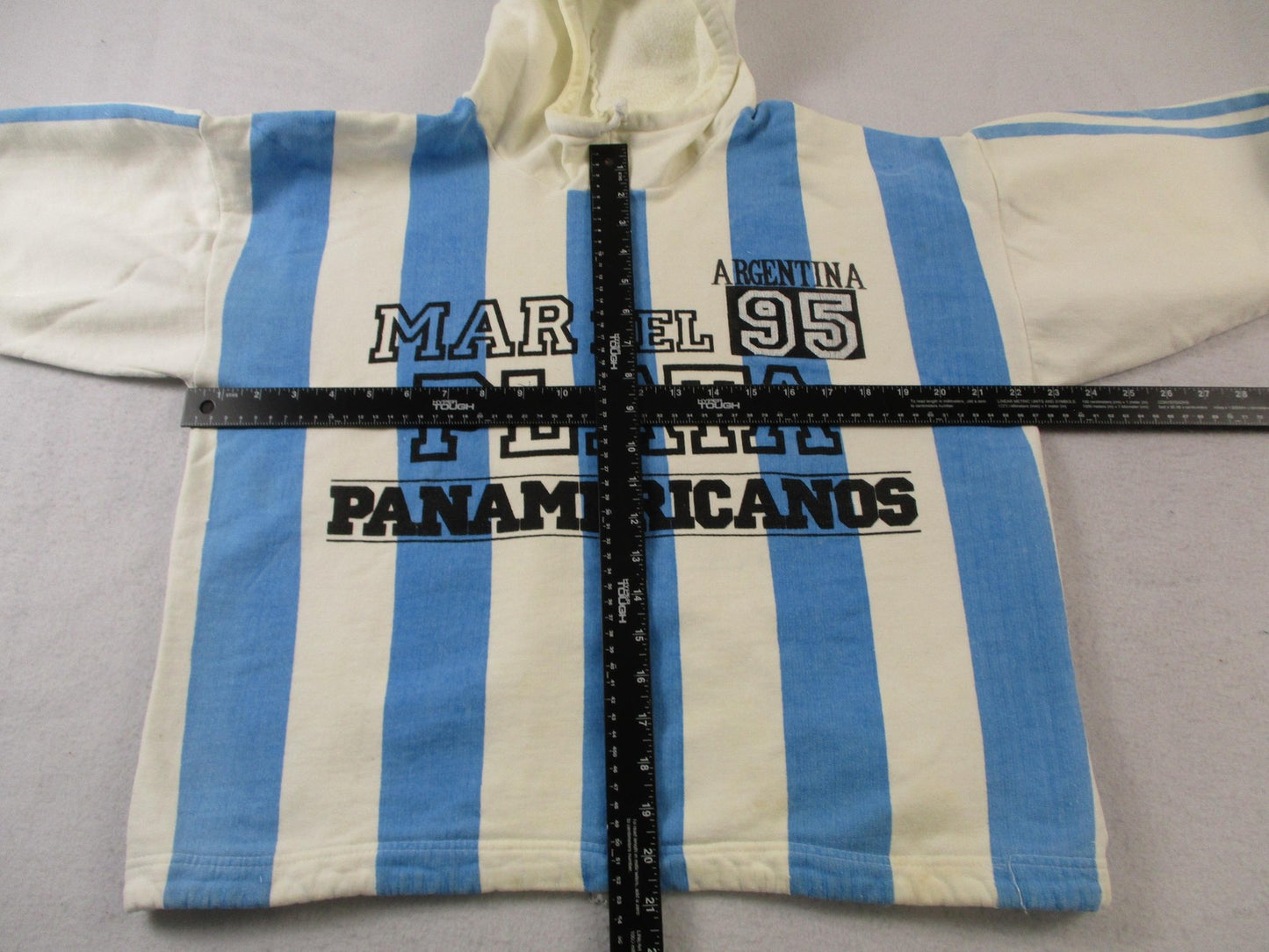 Vintage Argentina Hoodie Mens Medium Blue Stripe Mar Del Plata 95 Panamericanos3