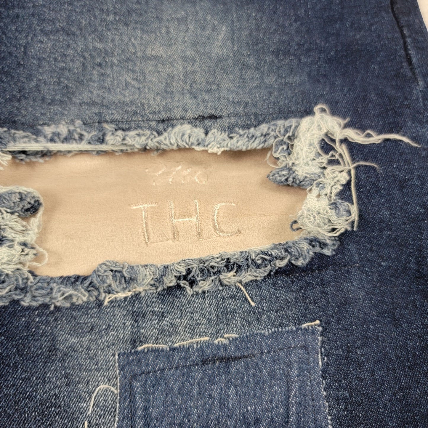 The Hideout Clothing THC Fully Blessed Distressed Patch (820)Jeans XL Blue NWT 4