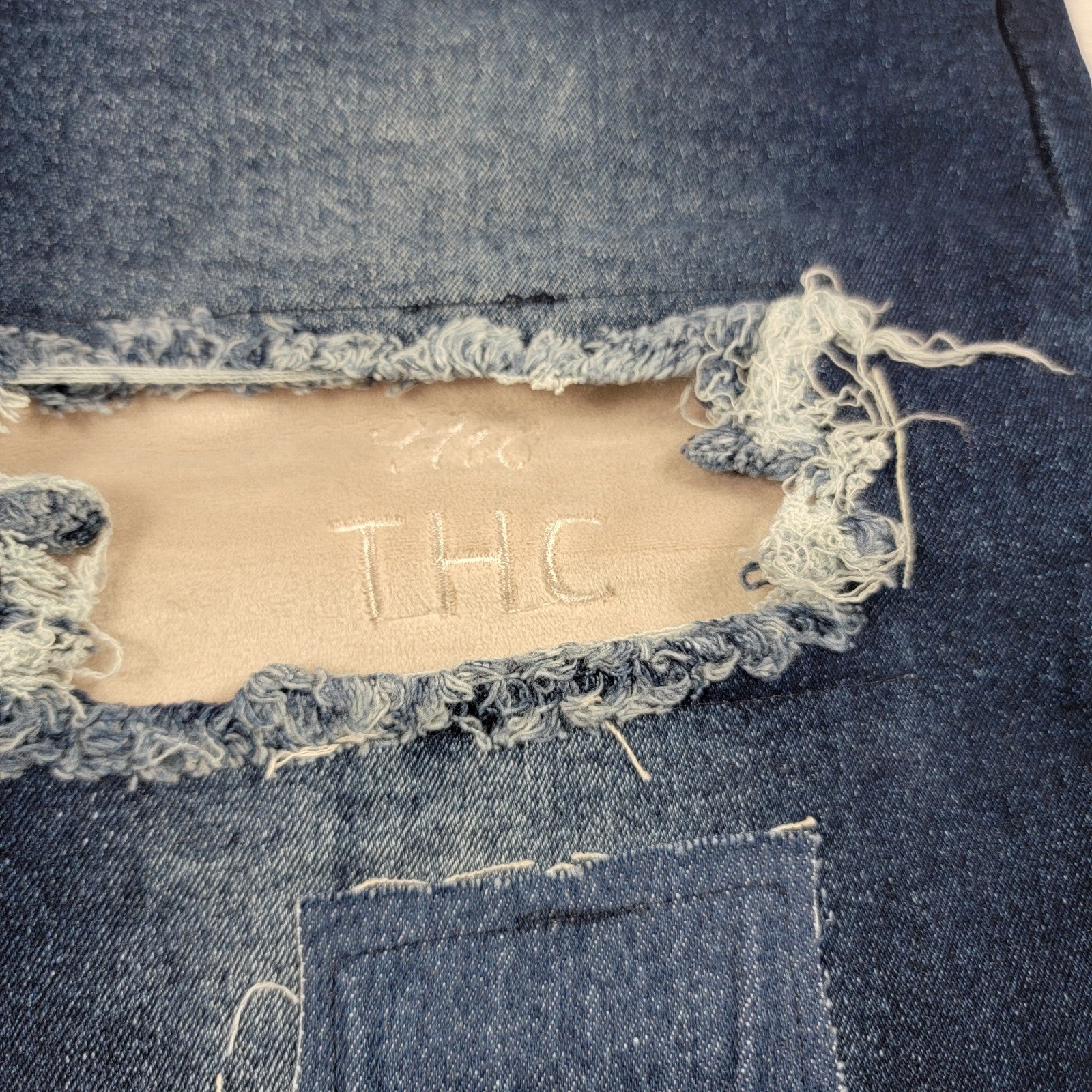The Hideout Clothing THC Fully Blessed Distressed Patch (820)Jeans XL Blue NWT 4