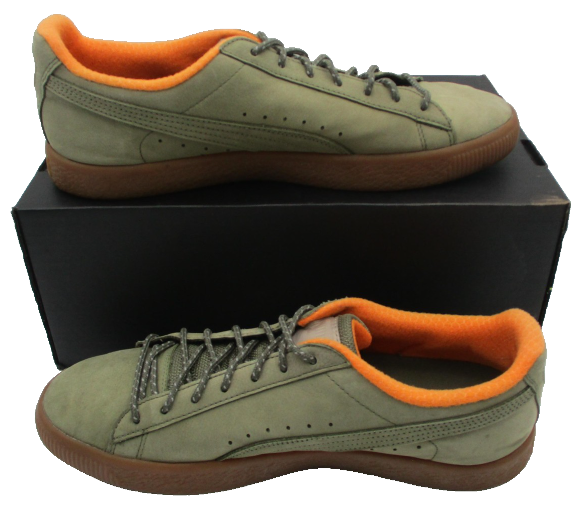Puma Clyde Shoes Mens Size 10.5 Green Suede Gum Sole Low Top Casual Sneakers 1R93