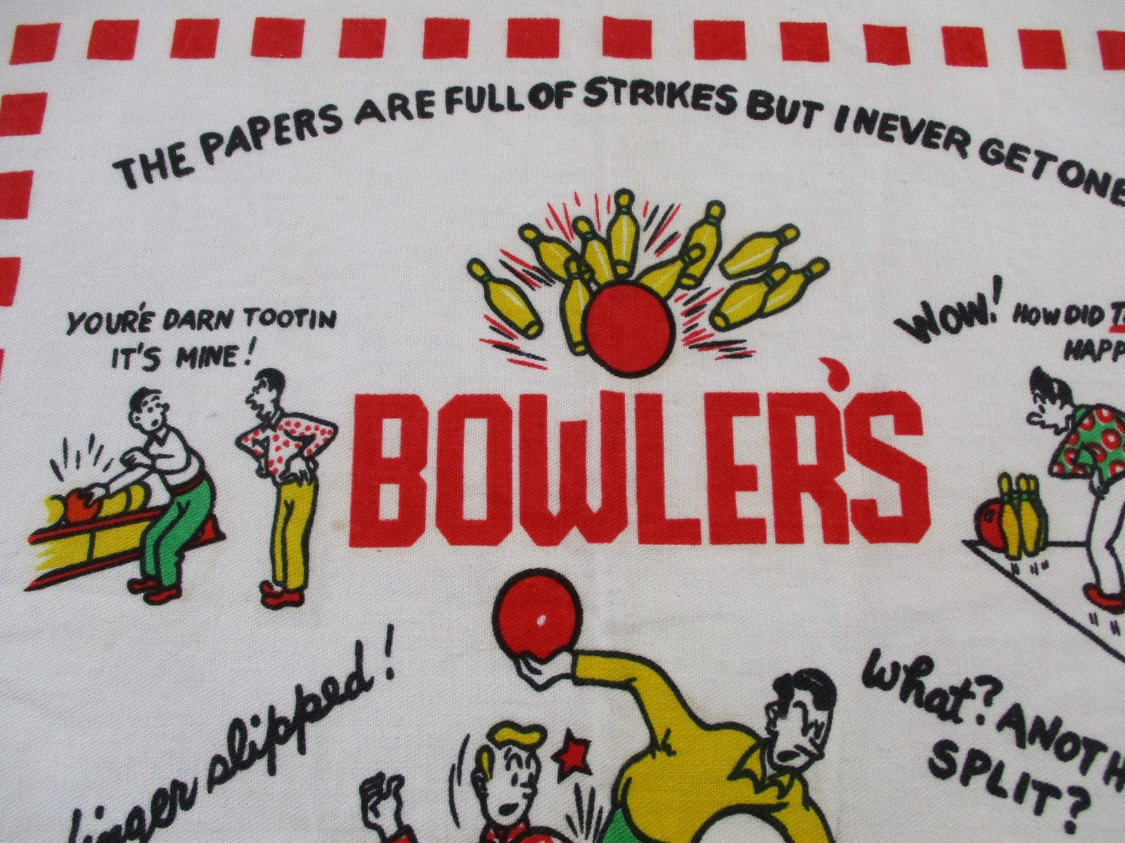 Bowler's Crying Towel Multicolor Cotton Retro Bowling Kitchen Tea Towel Humor1