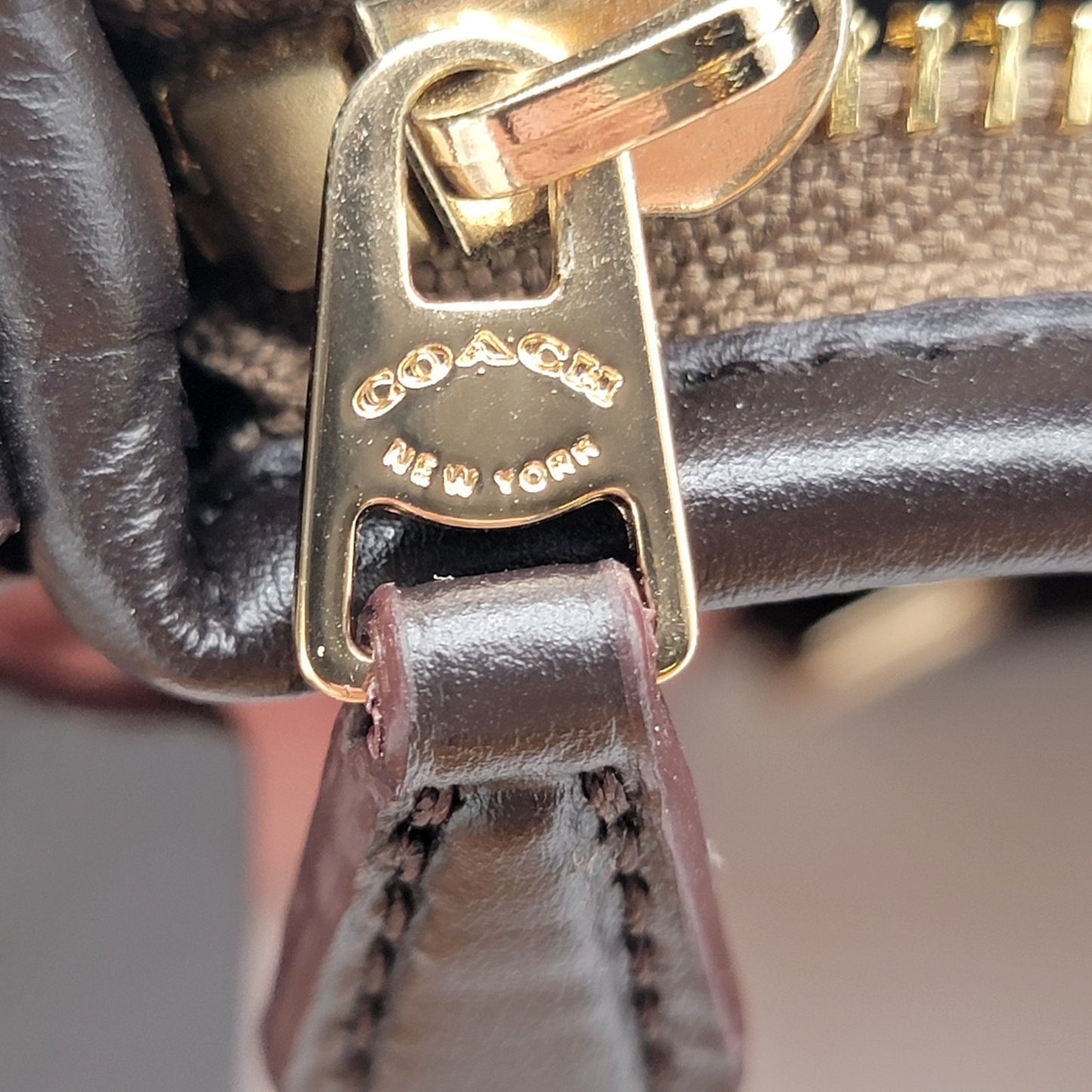 Coach Signature Crossbody Bag Brown Canvas Leather Trim F299606