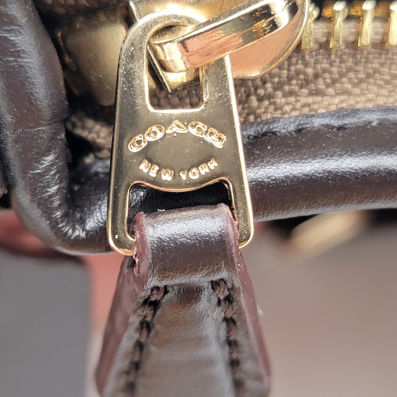 Coach Signature Crossbody Bag Brown Canvas Leather Trim F299606