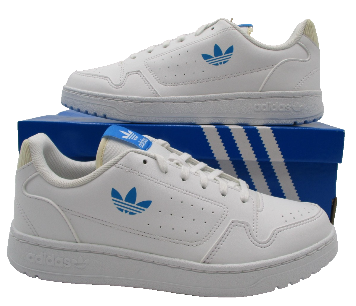 Adidas NY 90 J Shoes Girls Size 5 White Blue Originals Casual Sneakers GZ18750
