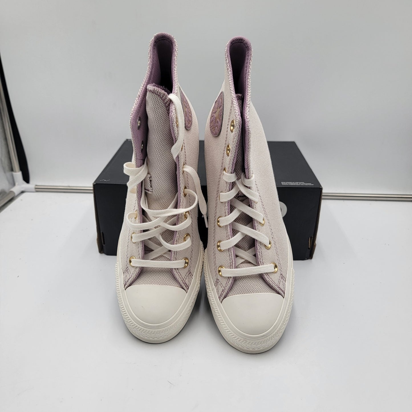 Womens Converse CTAS Wedge Hi Orchid Dust/Egret/Gold Sz 10 A12763C NIB4