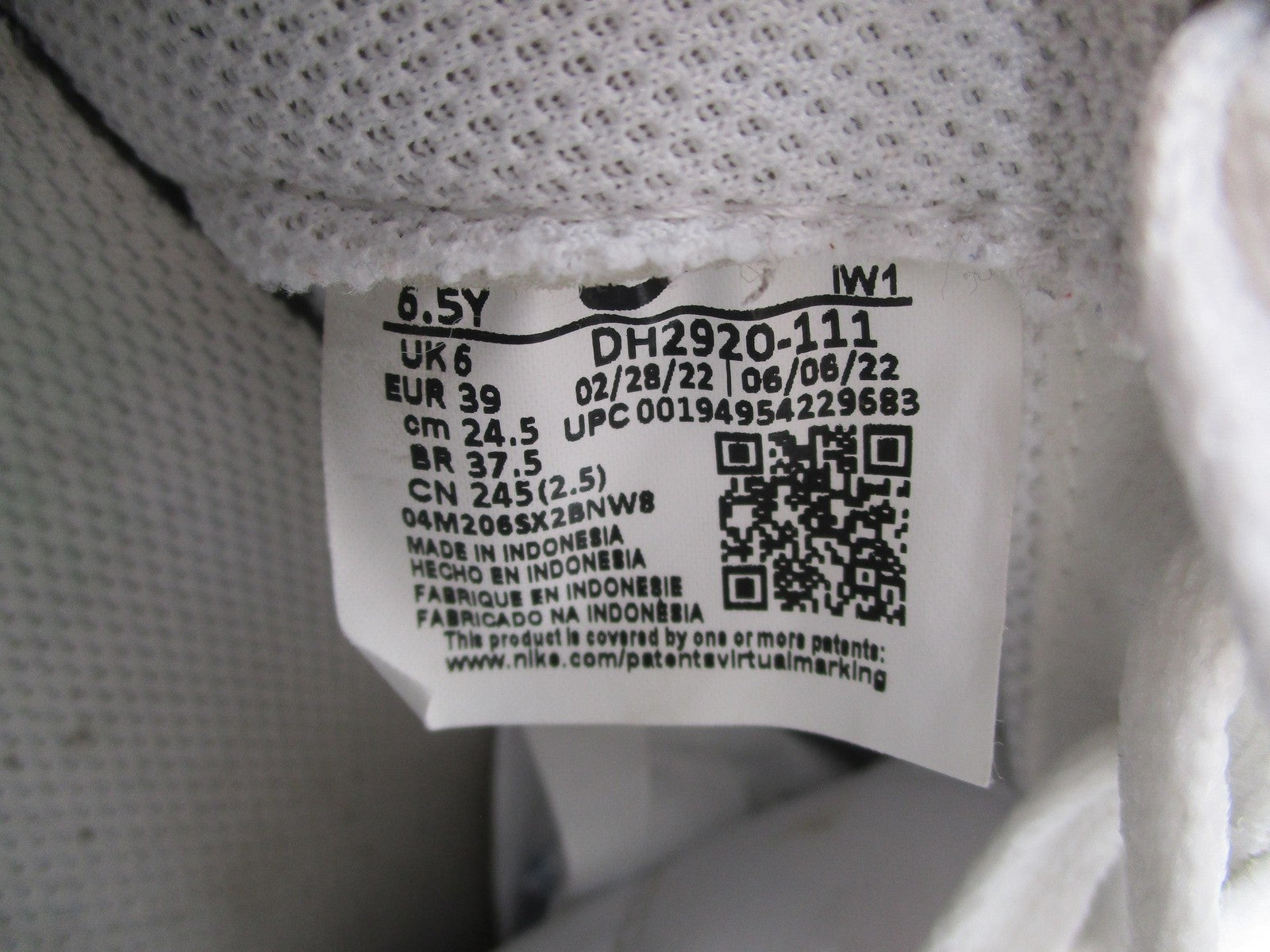 Nike Air Force 1 Shoes Youth Size 6.5Y White Low Leather AF1 DH2920111 (1E8)15