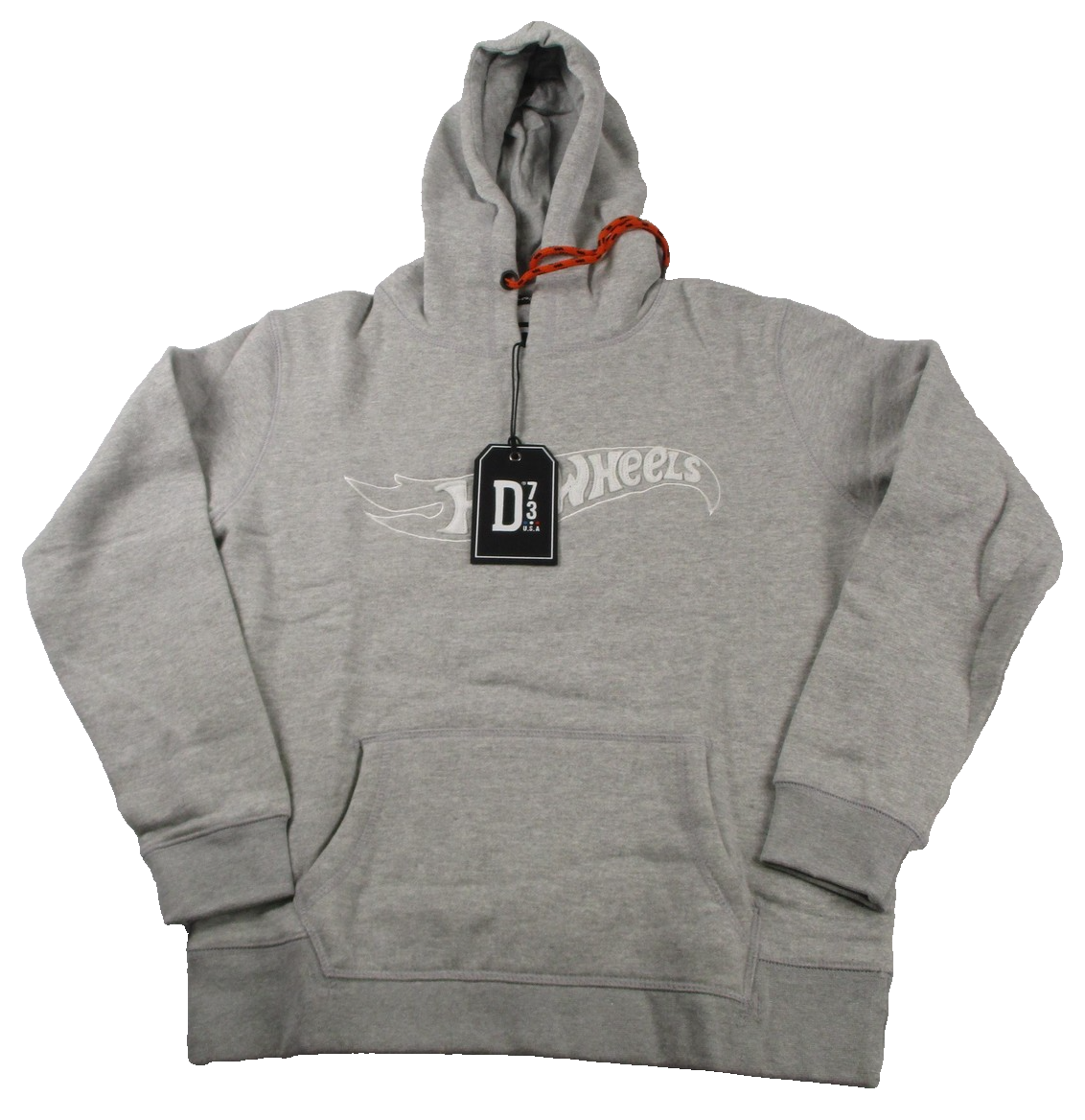 D73 USA Hot Wheels Hoodie Sweatshirt Womens M Light Grey Pullover Graphic 12940