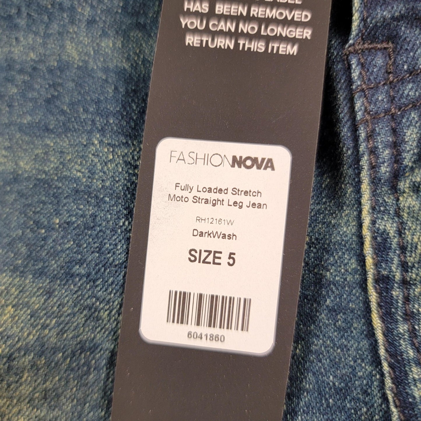 Fashion Nova Jeans Womens Size 5 Blue Dark Wash Moto Stretch Straight Leg