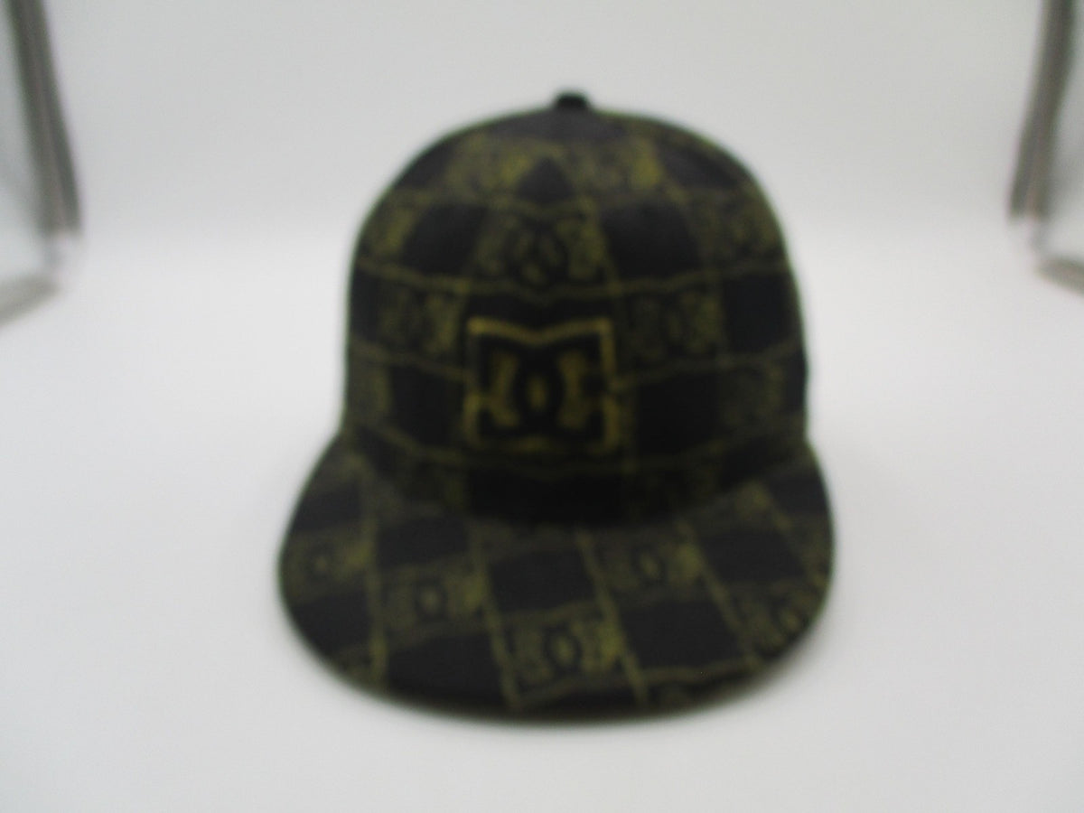 Vintage New Era DC Shoes Hat Cap Fitted Mens 7 1/4 Black Gold 59FIFTY Logo8