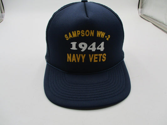 Sampson WW-2 Hat Cap Snap Back Mens One Size Blue Navy Vets Trucker 1944 Toppers0