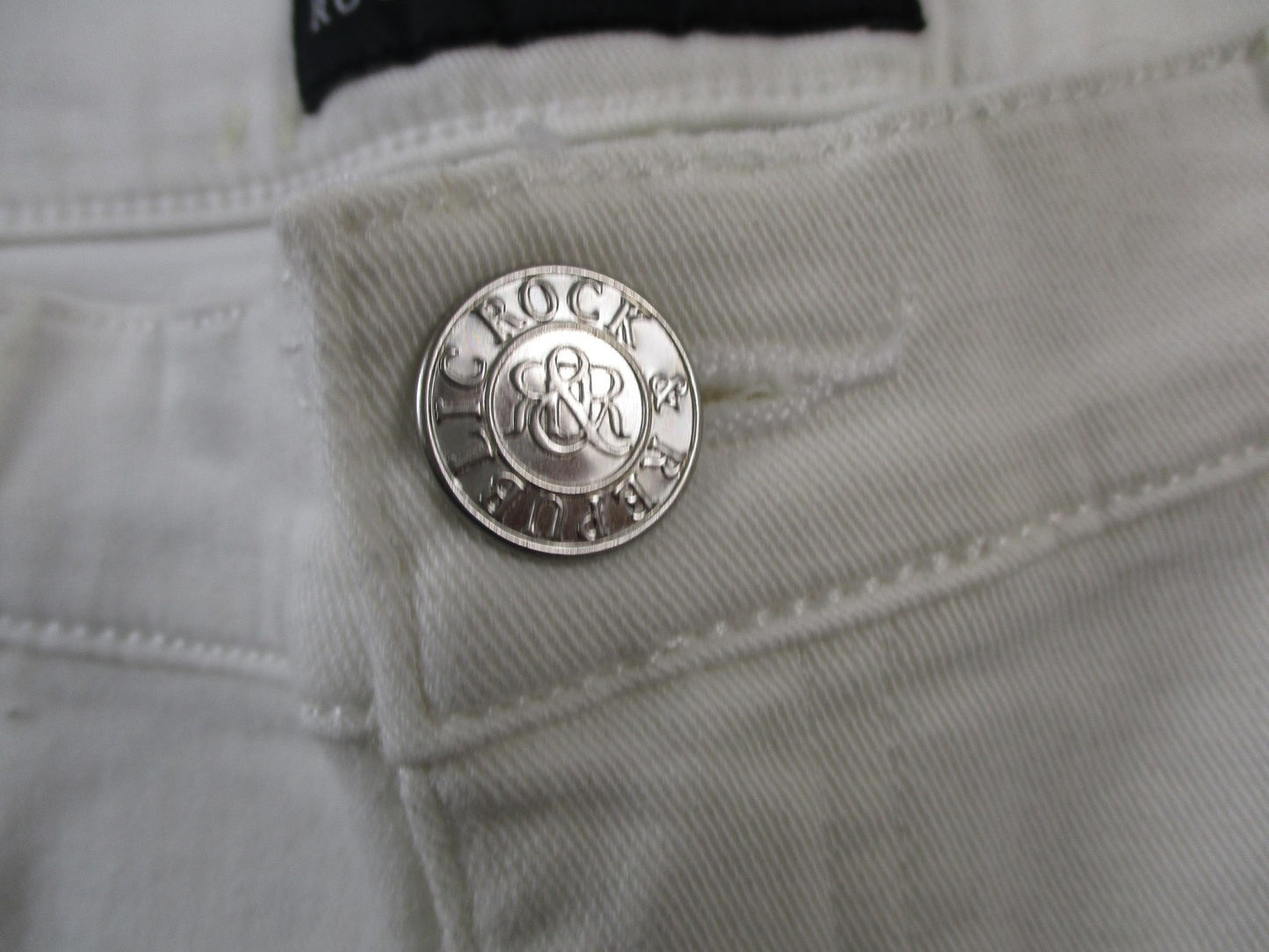Rock & Republic Kendall Jeans Womens 12 White Straight Leg Stretch Denim 14393