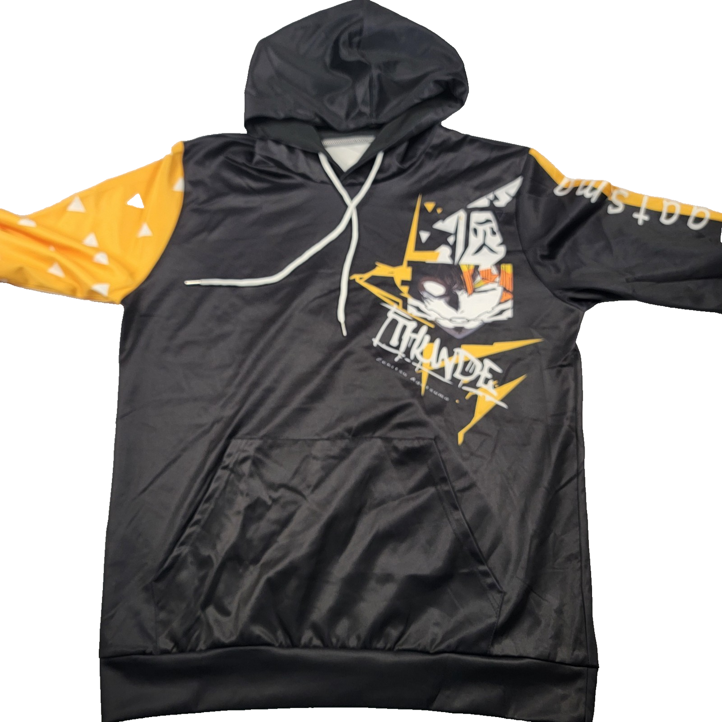 Zenitsu Agatsuma Thunder Hoodie Demon Slayer Anime Graphic Pullover XL Black 7110