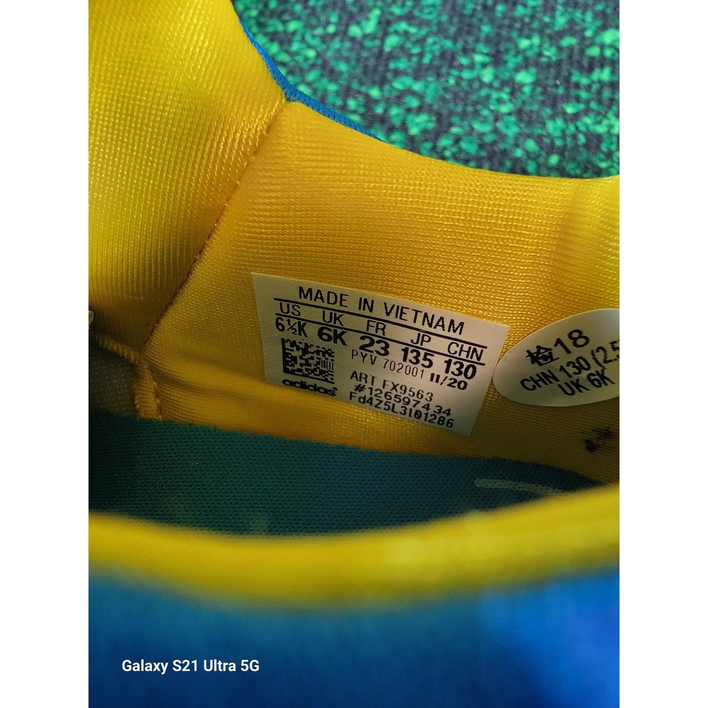 Adidas LEGO x RapidaZen J 'Shock Blue Equipment Yellow' Size 6.5k FX95638