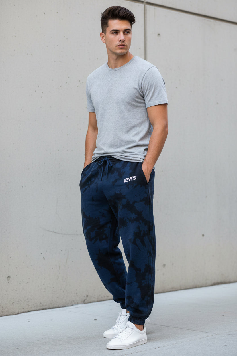 Levi's Sweatpants Mens 2XL Blue Black Tie Dye Fleece Jogger Pants Lounge0