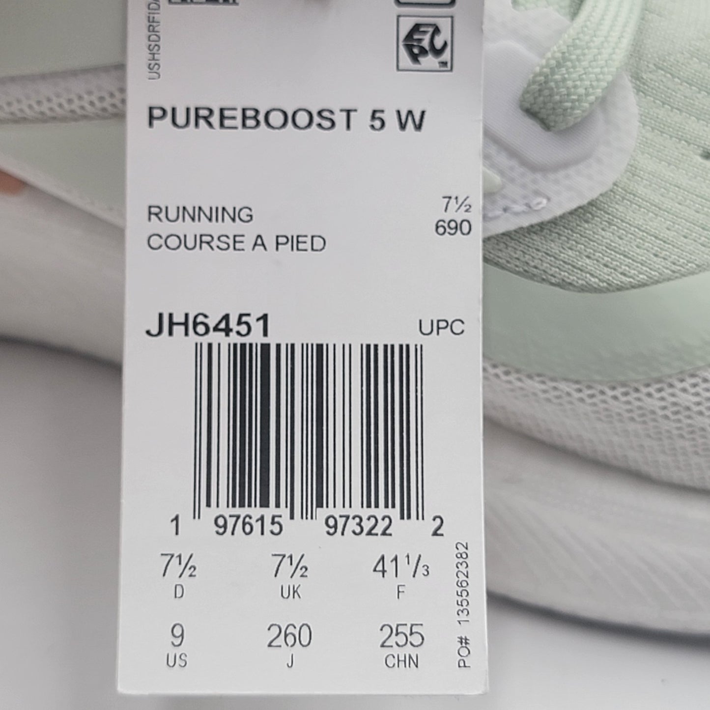 Wmns Adidas PureBoost 5 Sz 9 Running Linen Green Coral JH6451 NIB5