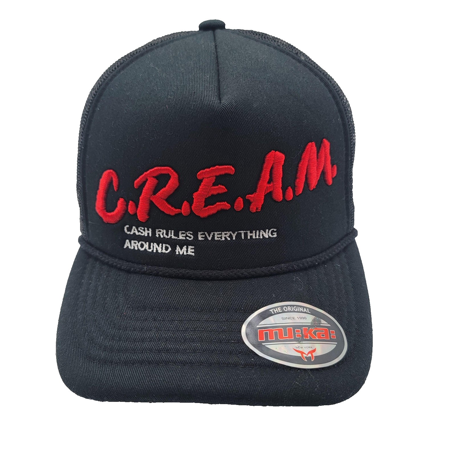 CREAM Hat Cap Snap Back Black Red Mesh Trucker Embroidered Muka One Size Mens0
