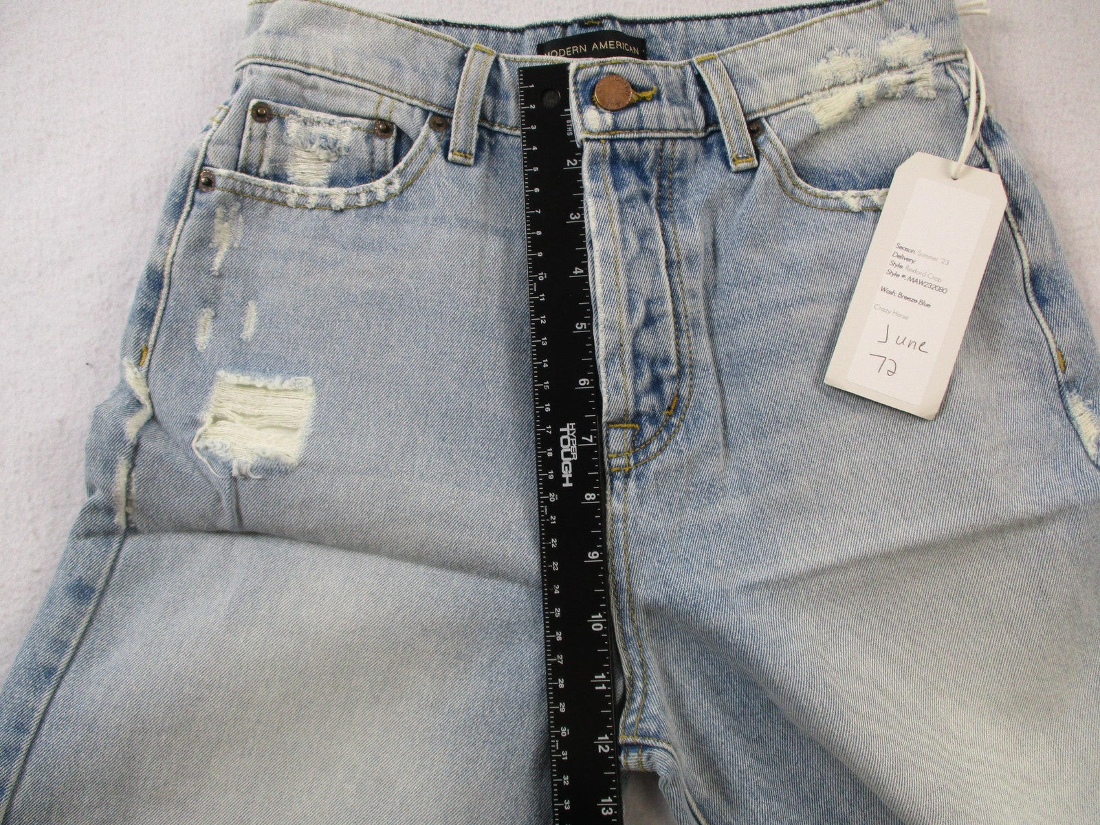Modern American Rexford Crop Jeans Womens 26 Blue HighRise Distress Relaxed 146710