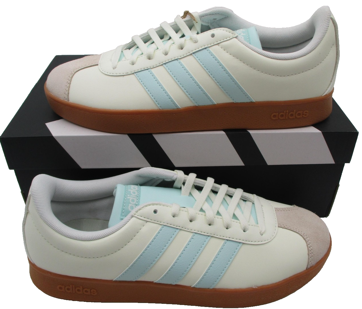 Adidas VL Court Base Shoes Womens Size 8.5 White Gum Court Sneakers JI17672
