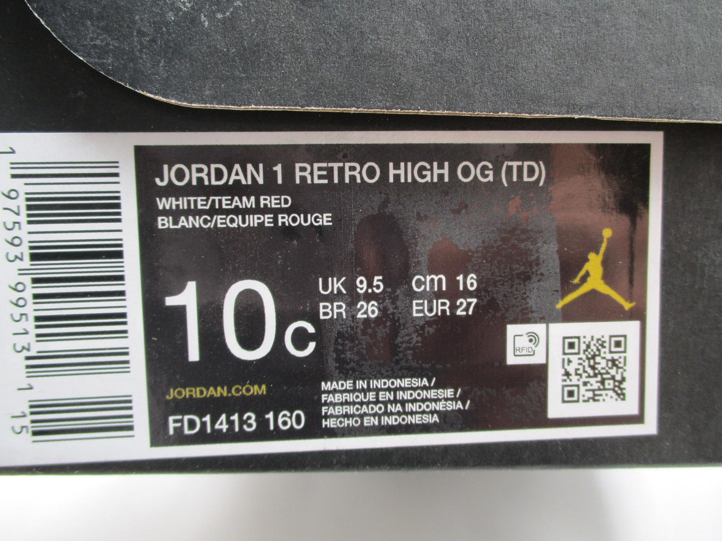 Air Jordan 1 Retro High OG TD 'Artisanal Red' Boys Size 10C FD1413-160 New w Box13
