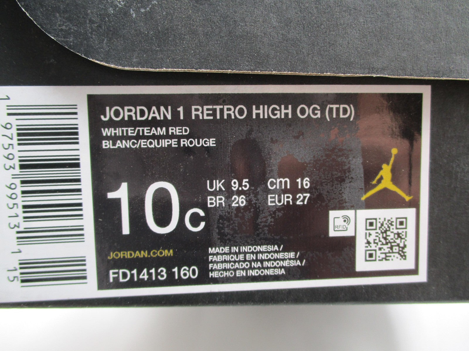 Air Jordan 1 Retro High OG TD 'Artisanal Red' Boys Size 10C FD1413-160 New w Box13