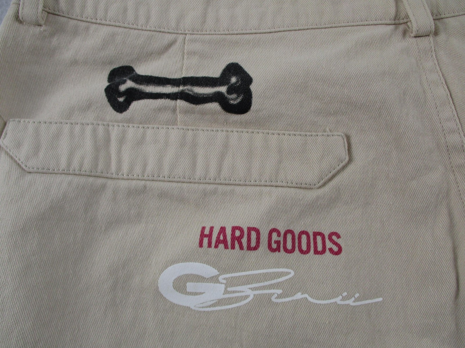 Hard Goods Sample Shorts Men Medium Beige Skull Crossbones Graffiti Chino Canvas7