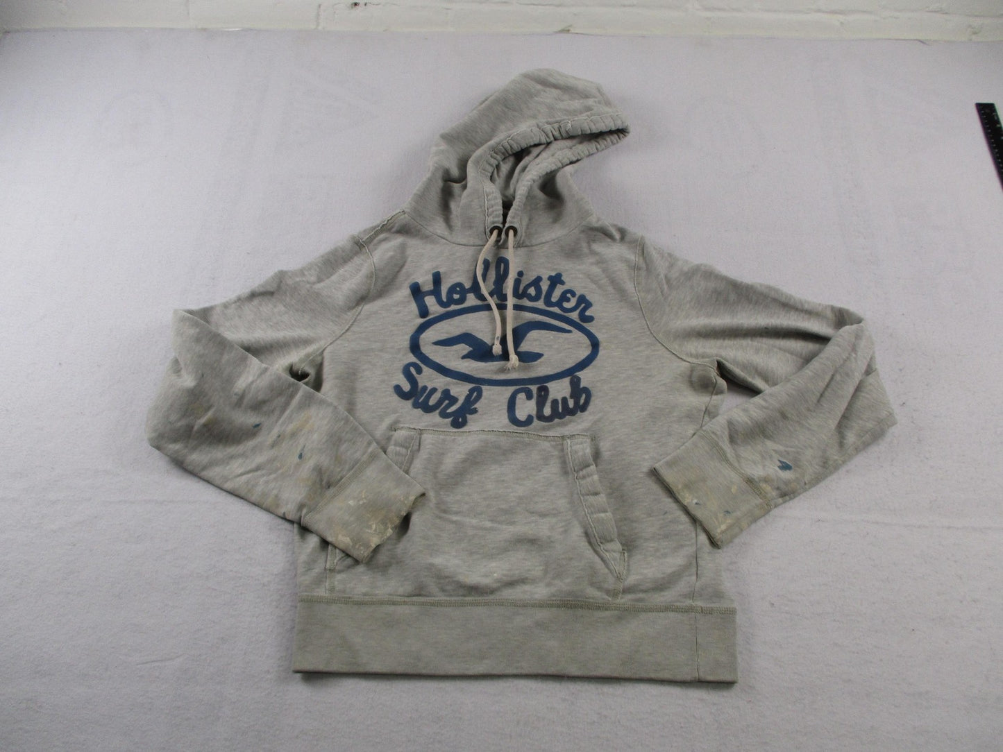 Hollister Hoodie Womens Large Gray Surf Club Graphic Pullover Fleece Sweatshirt0